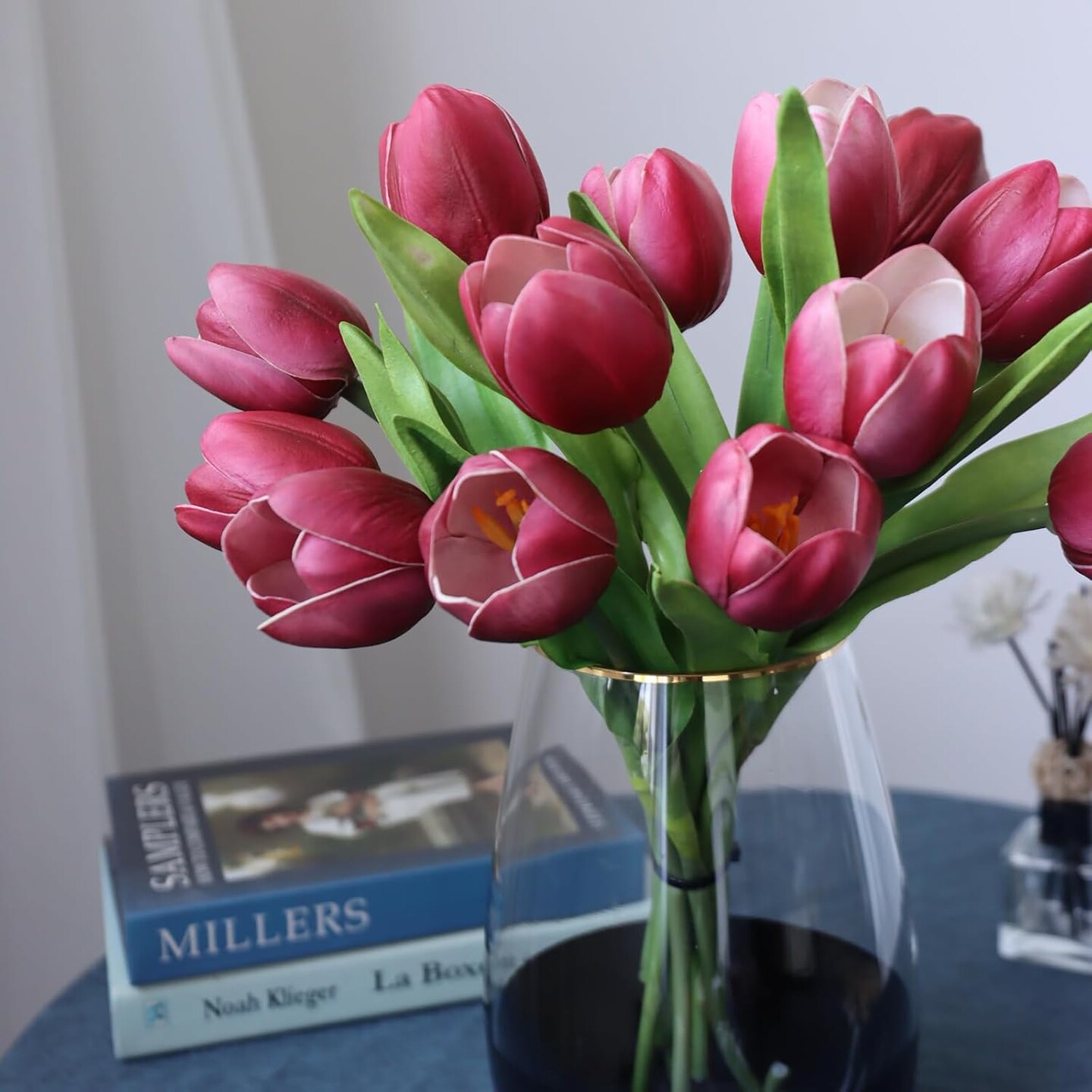 11PCS Wine Red Artificial Tulip Flowers for Valentine's Day, Mother's Day & Wedding Decorations