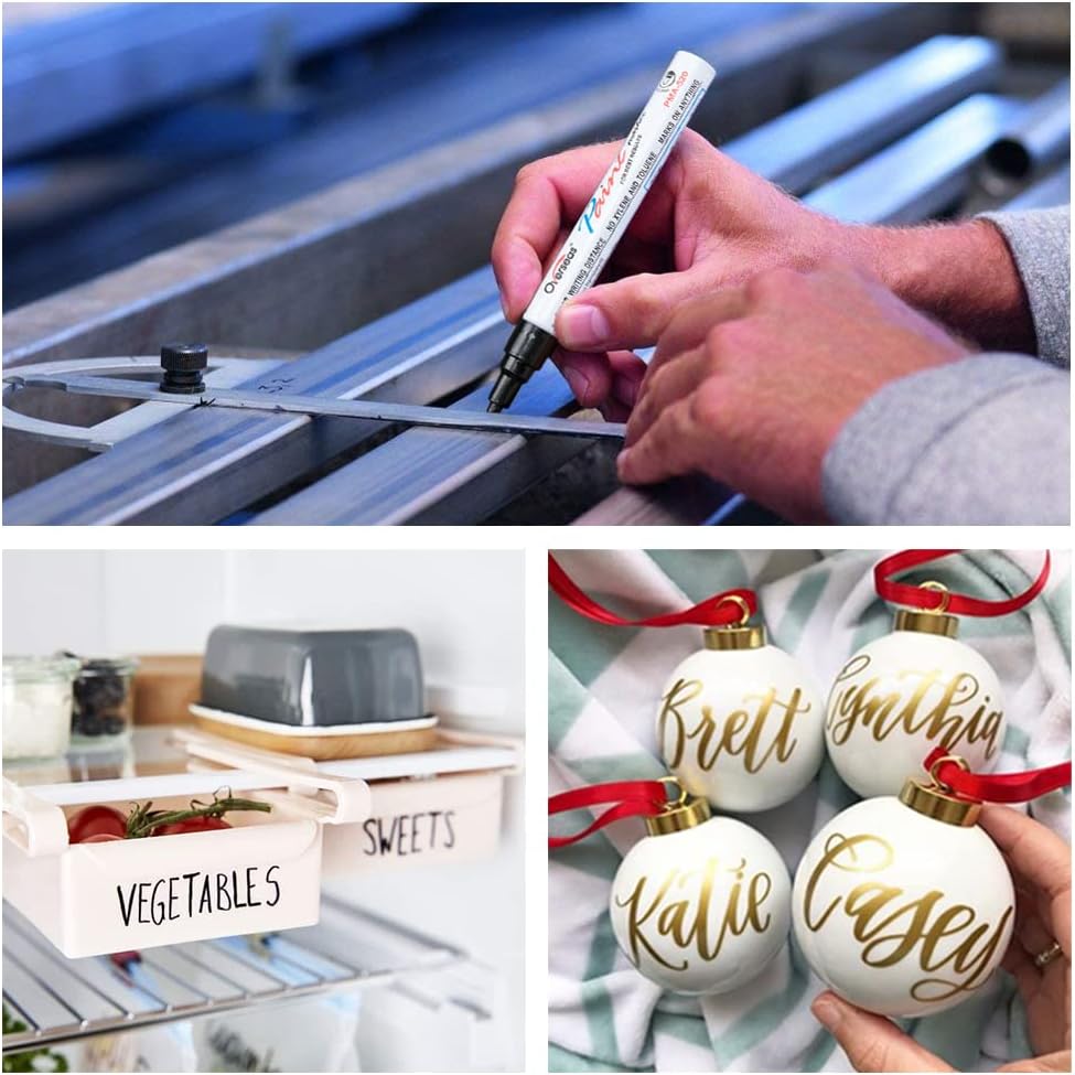 Permanent Paint Markers Pens - 3 Pack Black Oil Based Paint Pens, Medium Tip, Quick Drying and Waterproof Marker Pen for Metal