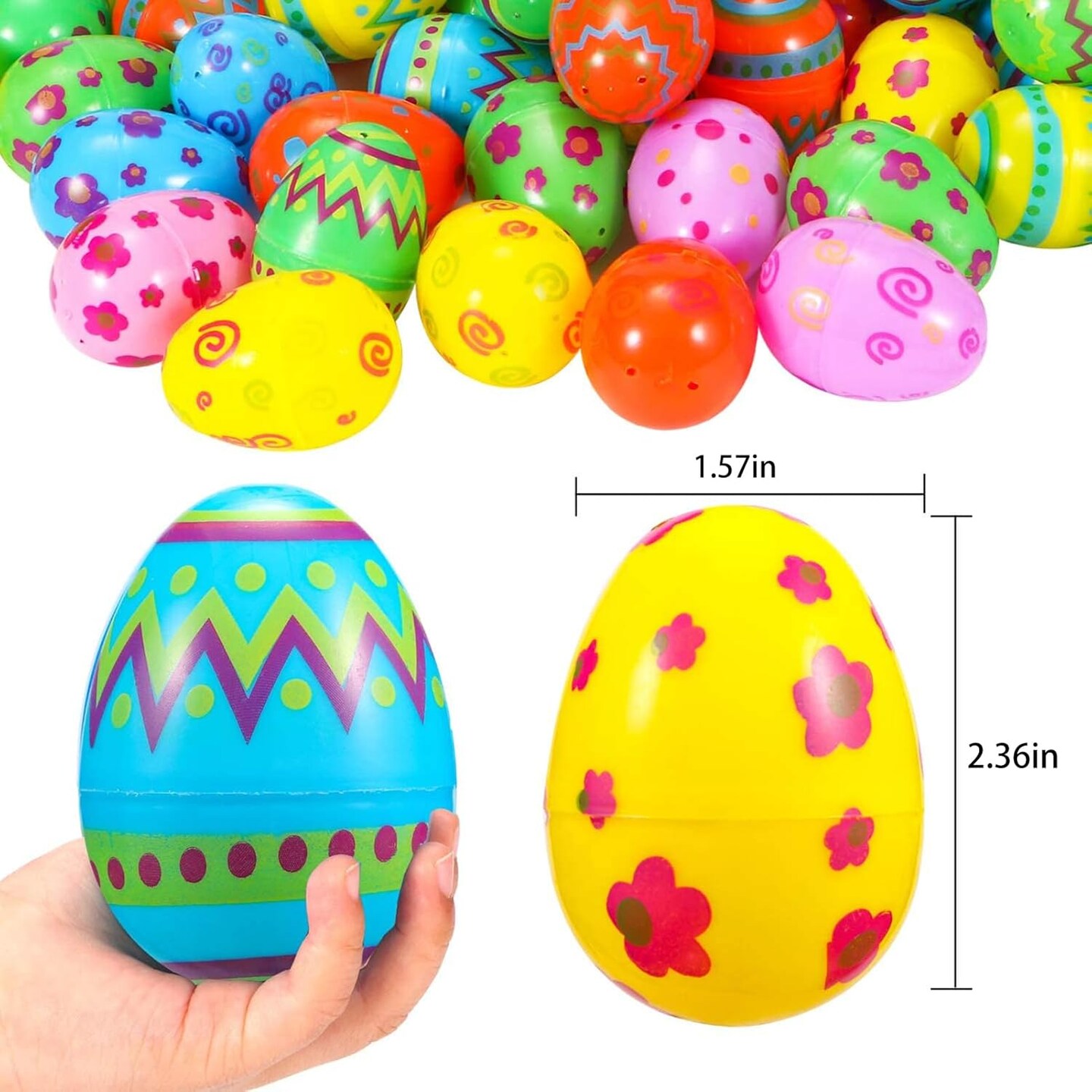 36PCS Plastic Easter Eggs Bulk, Fillable Painted Easter Egg Decoration, Easter Basket Stuffer for Easter Egg Hunt, Classroom Prize Supplies, Filling Treats and Party Favor