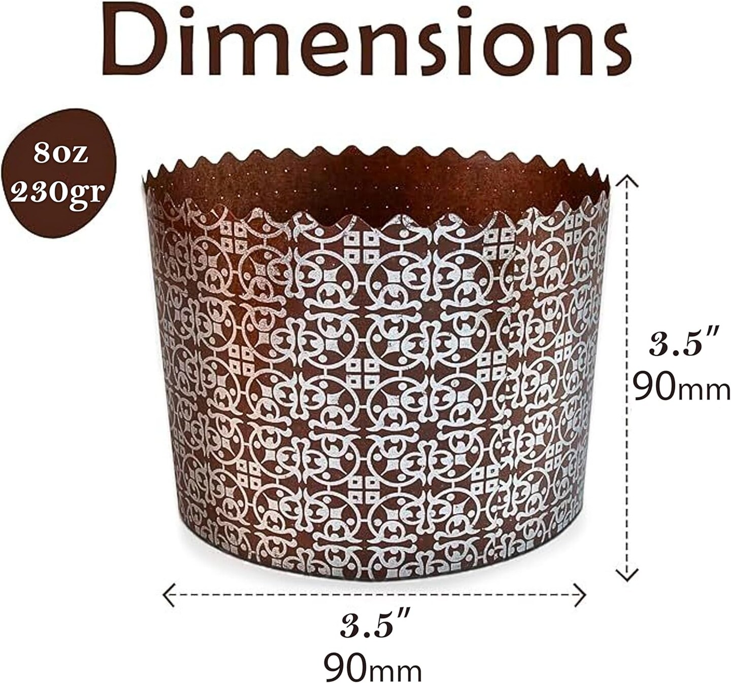 8oz Panettone Paper Mold Murals - 24pcs, H 3.5″x3.5″ W (9cm x9cm) Kulich Mold - Round Panettone Paper Baking Molds - Pans Paper Panettone - Easter Bread Baking Forms