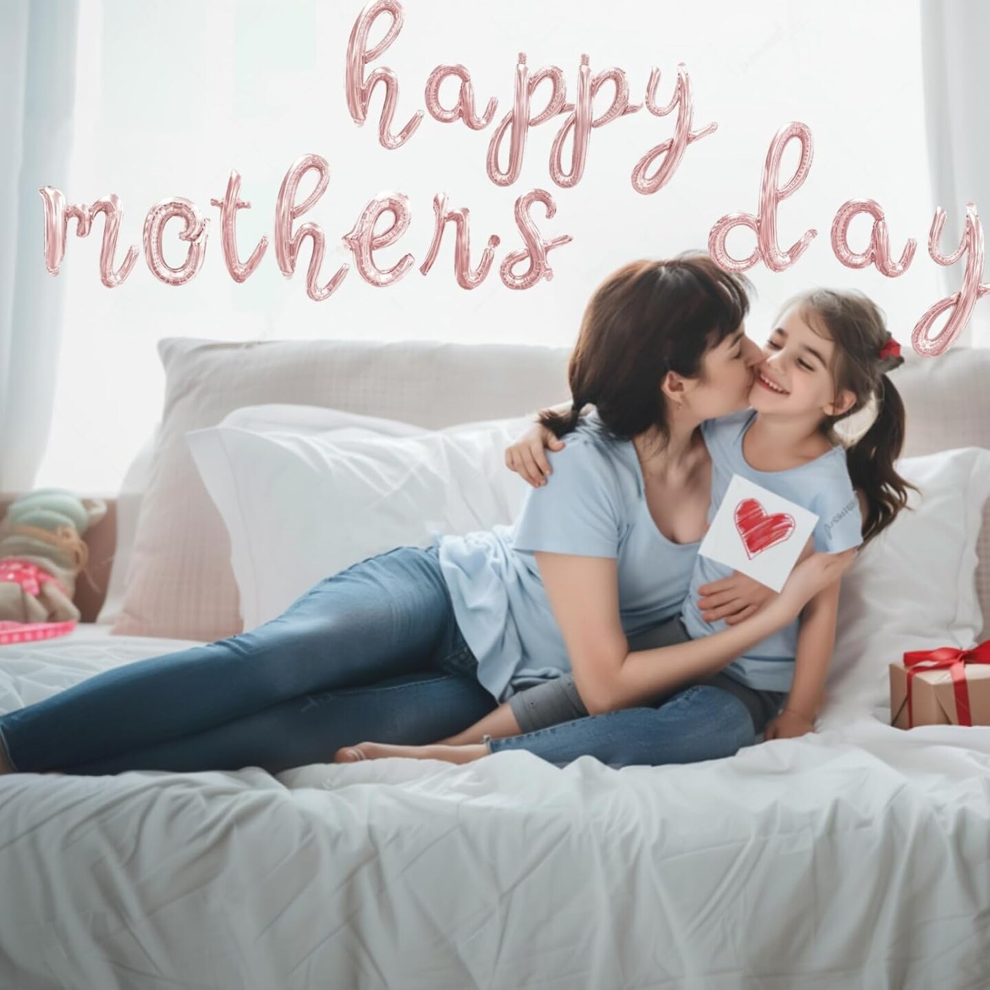 Happy Mother&#x2019;s Day Letter Balloons Kit Script Letter Balloon Decorations 18&#x201D; Letter Foil Balloon Set Happy Mother&#x27;s Day Best Mom Balloon Set Heart Shape Crown Set Decoration for Mother&#x27;s Day Family