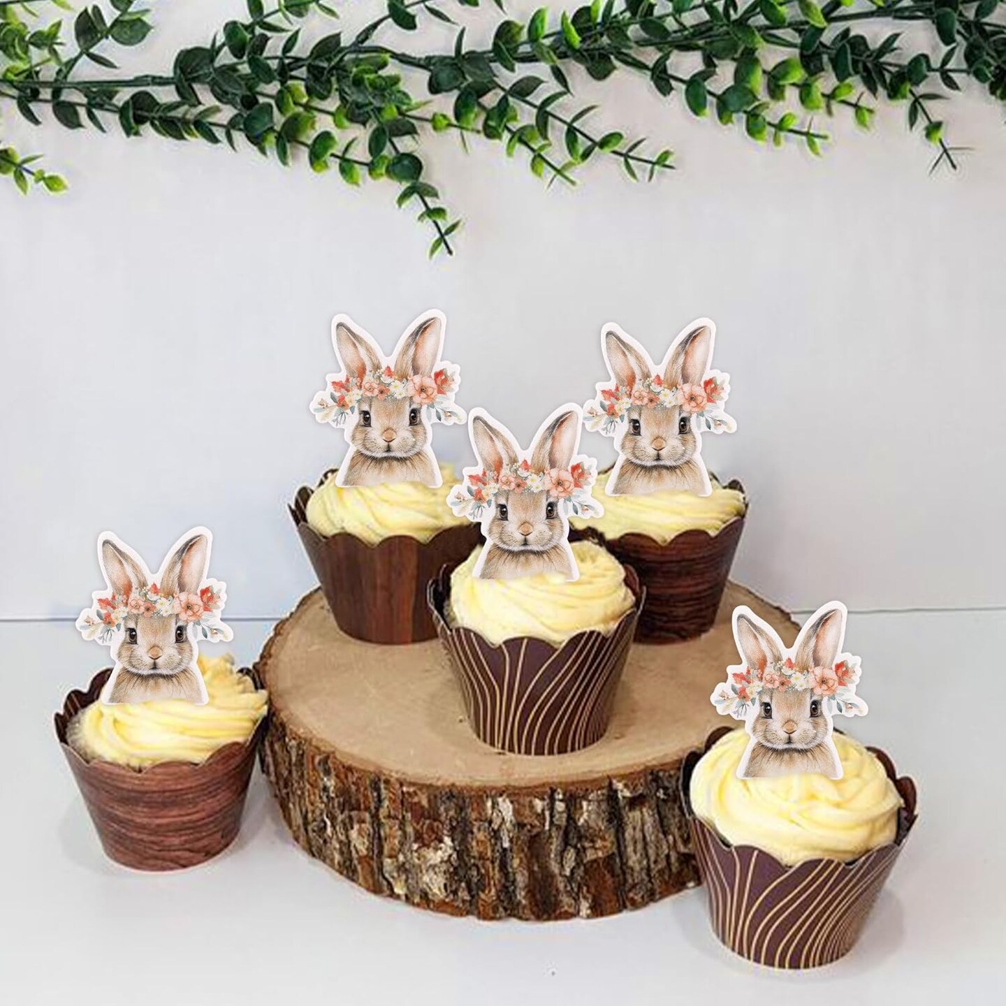 40Pack Edible Happy Easter Cupcake Toppers for Rabbit Ears Bunny Party Decorations Cake Picks Cake Food Decor Appetizers Toothpicks Party Supplies head