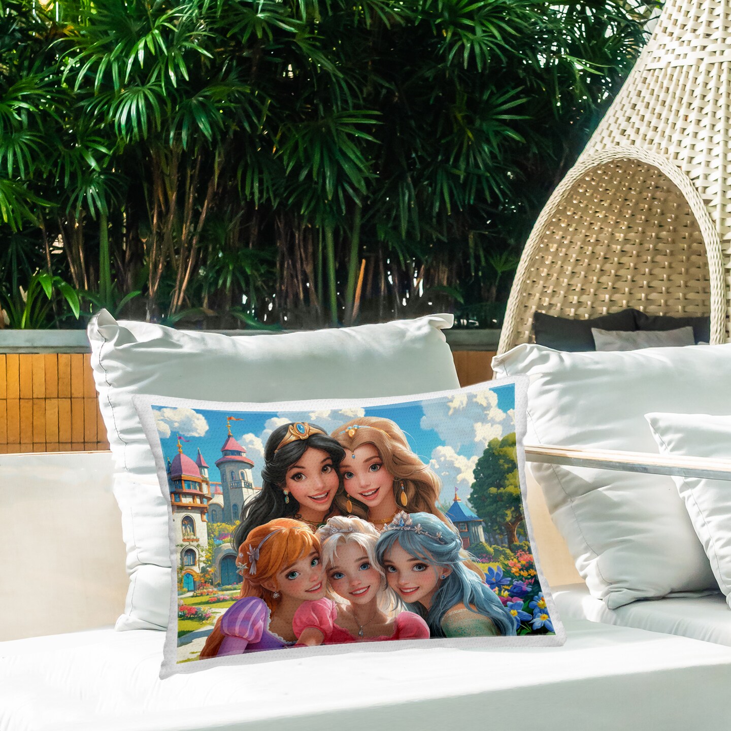Stupell Industries Princess Selfie by Castle Outdoor Printed Throw Pillow Design by Image World, 14 x 7 x 20