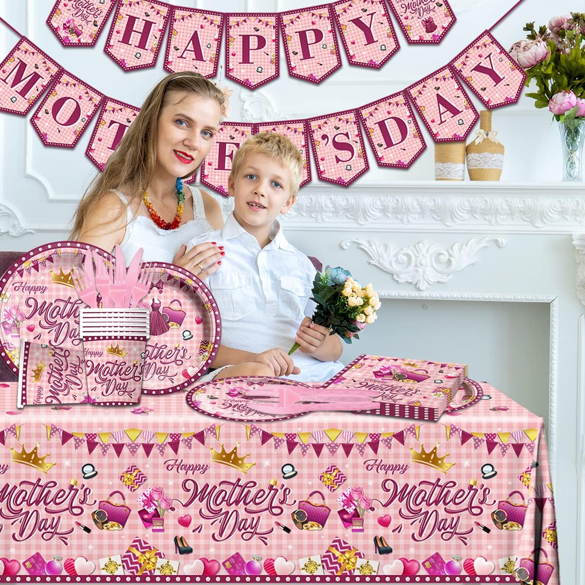 142Pcs Happy Mother&#x27;s Day Party Tableware