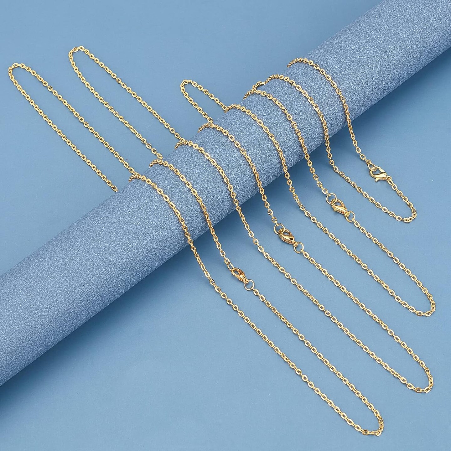 32 ft Necklace Chains Golden Iron Cross Chains Link Flat O-Shaped Cable Chains Craft Jewelry Chain for DIY Necklace Bracelet Jewelry Making