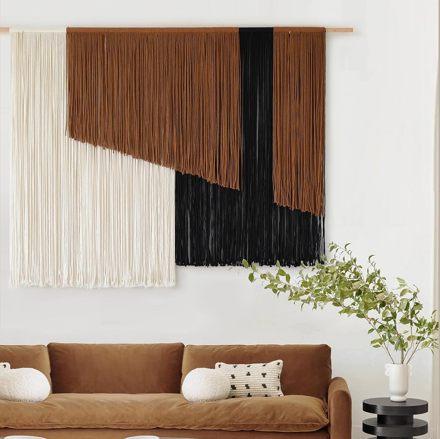 Large Macrame Wall Hanging Dip Dyed Fiber Macrame Wall Decor Boho Cord Living Room Wall Art 57&#x22; Wx43&#x22; L