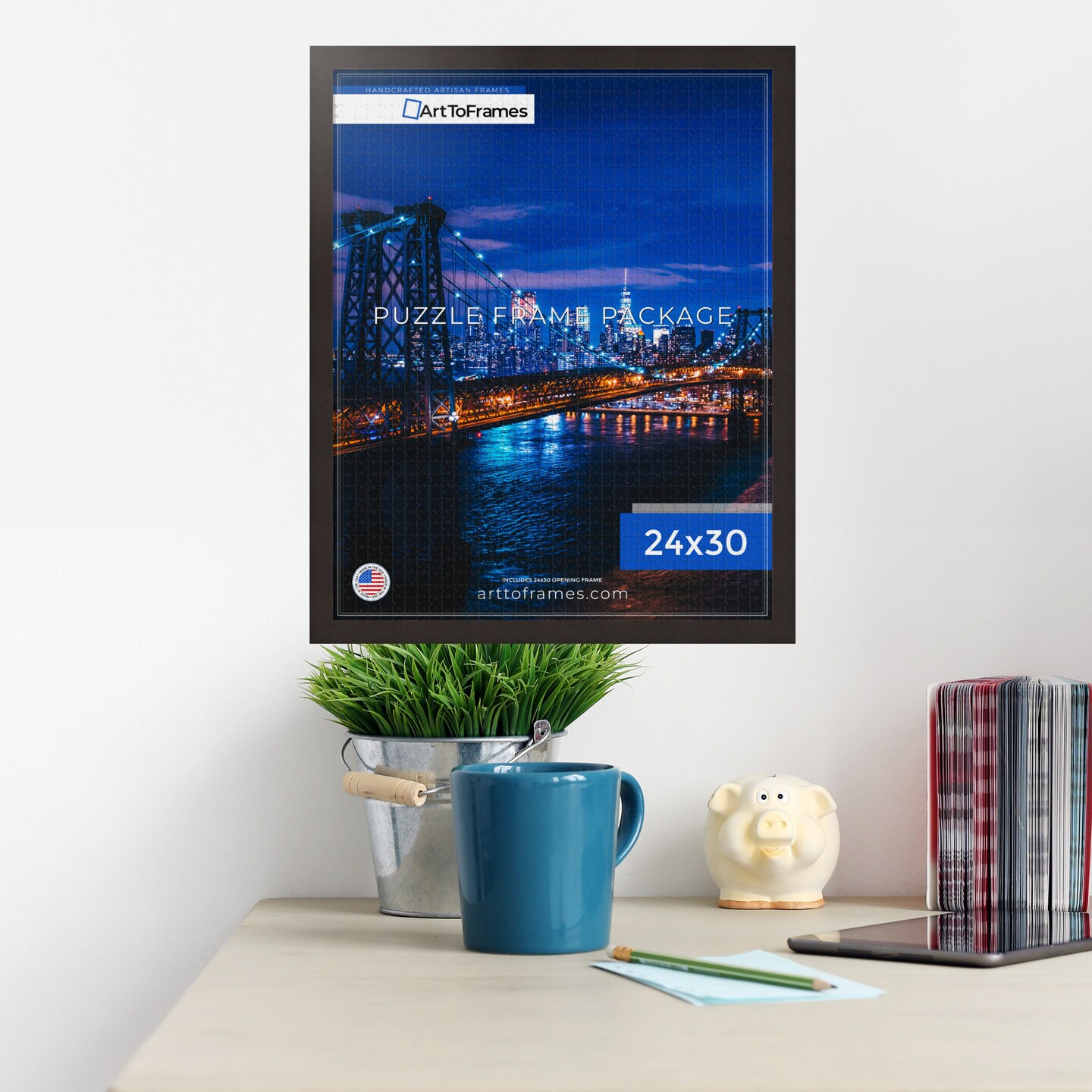 ArtToFrames 24x30 INCH / 61x76.2 CM Puzzle Frame for 1000 piece Puzzles.This 1.25 Inch Custom MDF Frame for Puzzles Comes with Economy Acrylic, Available in Multiple Colors