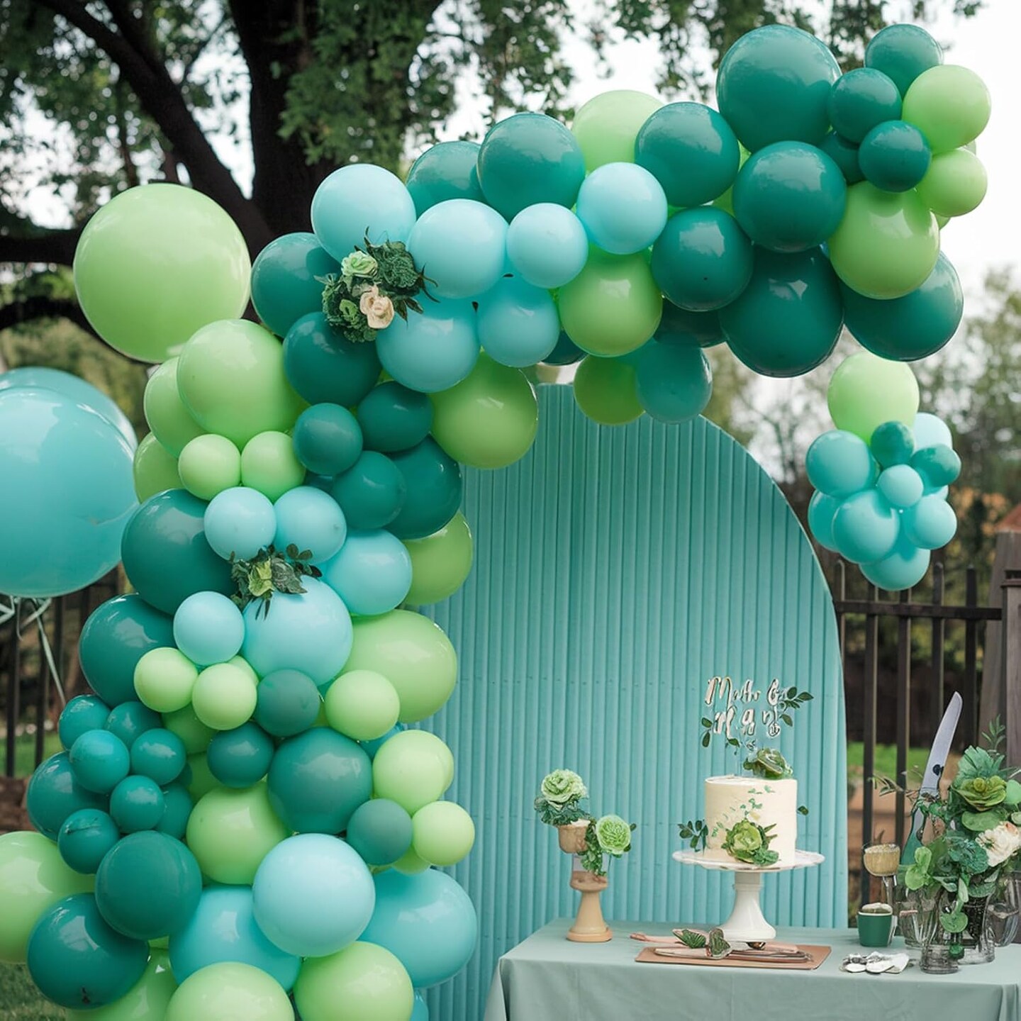 Blue & Green Balloon Arch Kit – Slate Blue, Baby Blue & Light Green Balloons for Baby Shower, Boy’s Birthday, and Pastel Seaside Party Decorations