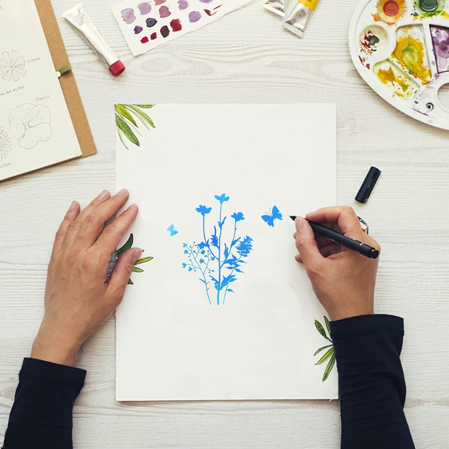 Plant Silhouette Silicone Clear Stamp Flowers Leaves Transparent Silicone Stamps Daisy Lavender Wildflower Transparent Stamp