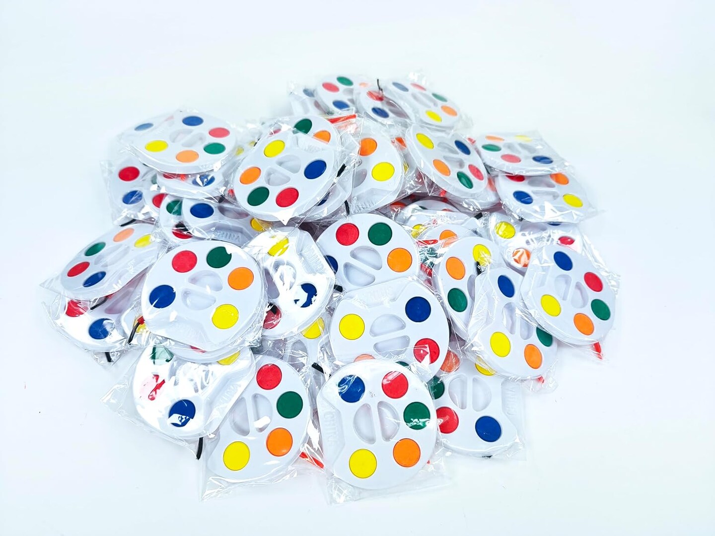 Bulk Watercolors Round Paint Pack with Brushes - 50 Sets with 5 Washable Colors Each - Great for Kids, Classrooms, Parties, Students, Donations, Party Favors, All Ages