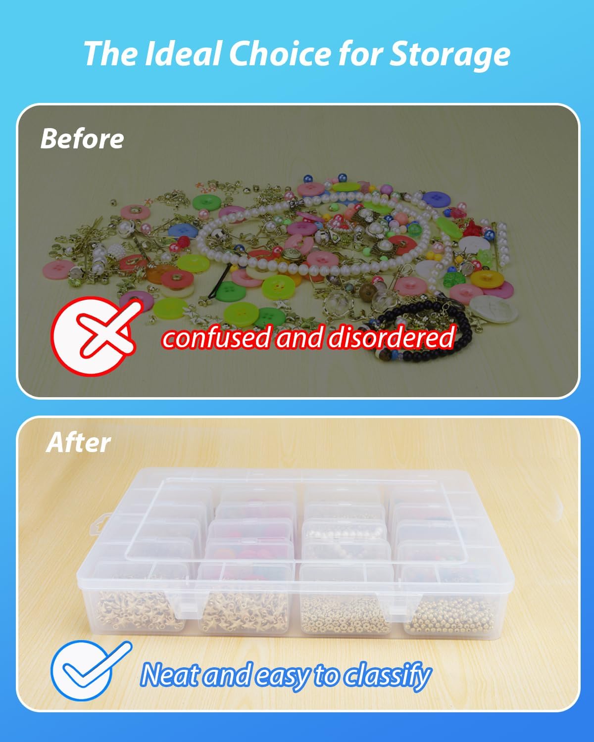 25PCS Small Bead Organizer Boxes – Clear Rectangle Storage Containers with Lids for Jewelry Making, Crafts, Nails, Screws, Seeds & Small Parts, Includes Labels