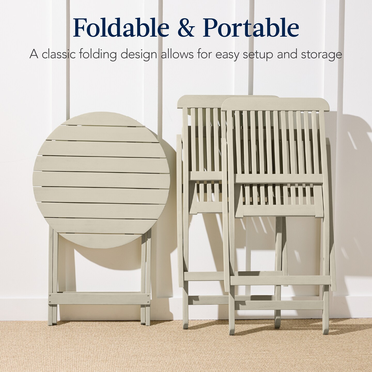 Best Choice Products 3-Piece Acacia Wood Bistro Set, Folding Patio Furniture w/ 2 Chairs, Table