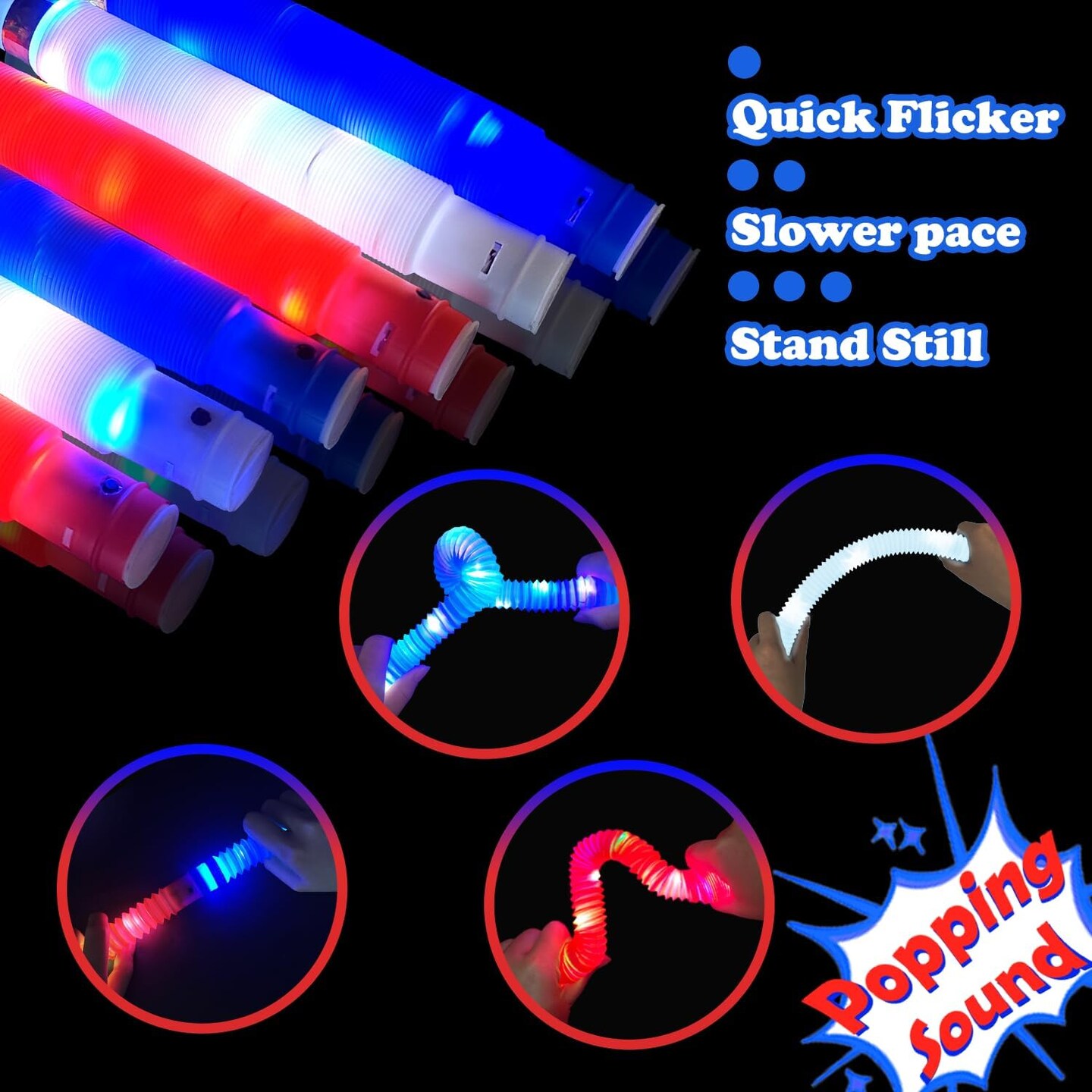4th of July Memorial Day Red White Blue Glow Sticks 12 PCS,Light up Bracelets Necklaces Accessories for Kids,Fourth of July Party Favor Supplies Decorations,Parade Toy Stuff for Patriotic Independence