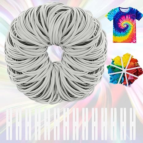 Rubber Bands for Tie Dye,115 Pcs Tie Dye Rubberbands Kit,Clear Silicone White Tie Dye Rubber Band for Kids Women Men Large Groups,T Shirt,Dress,Tank Top,Tshirts,Leggings,Swimsuits