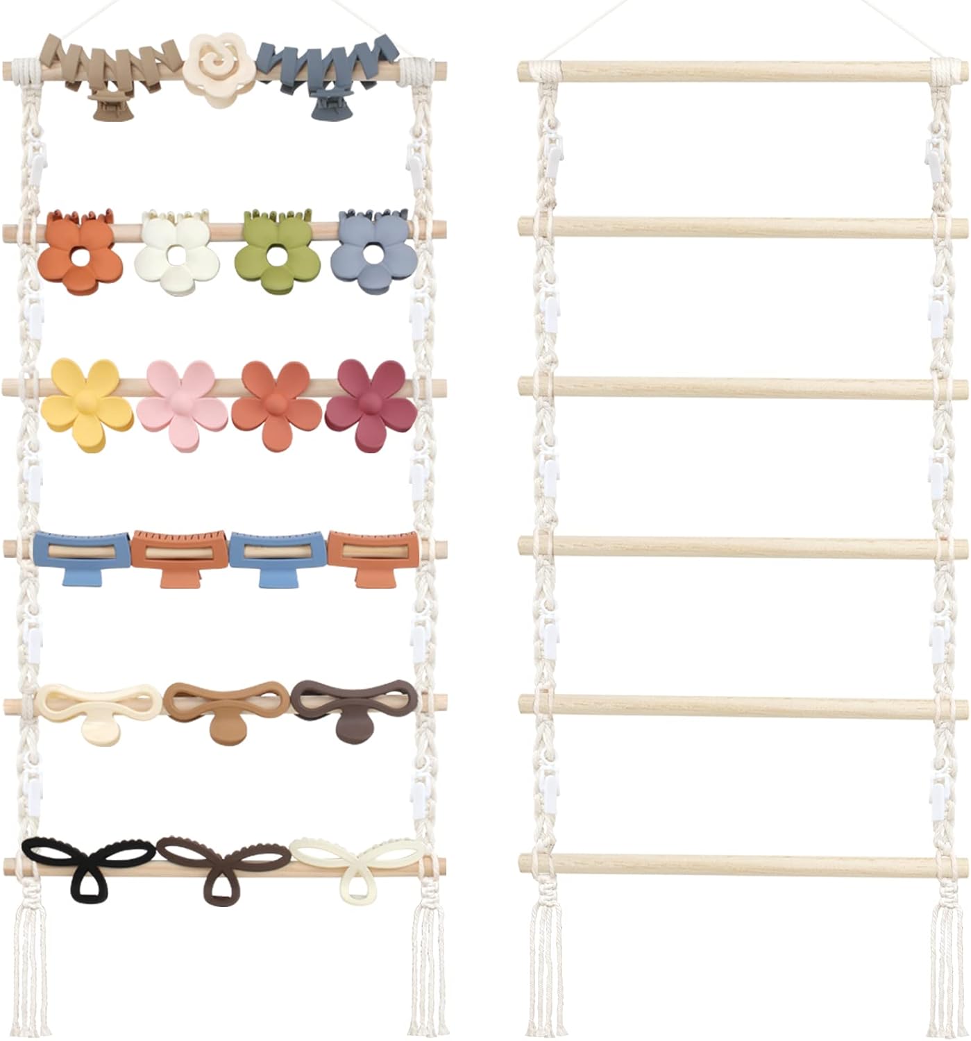 Macrame Hair Claw Clip Organizer,Hanging Hair Clip Holder and Storage for Women Girls,Claw Clip Hanger Home Decor for Wall,Door,Closet