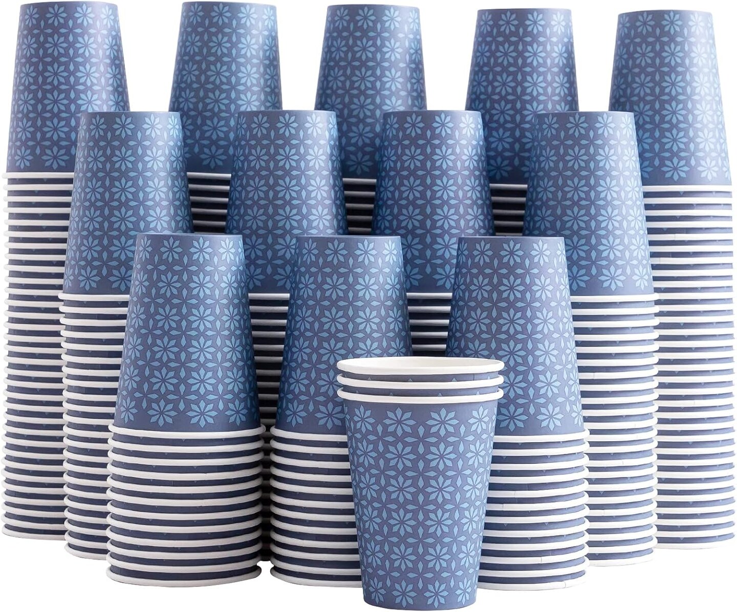 240 Pack 10 oz Disposable Paper Cups, Summer Party Tableware, Hot/Cold Beverage Drinking Cups, Navy Floral Paper Hot Cups for Party, Picnic, Travel, and Events