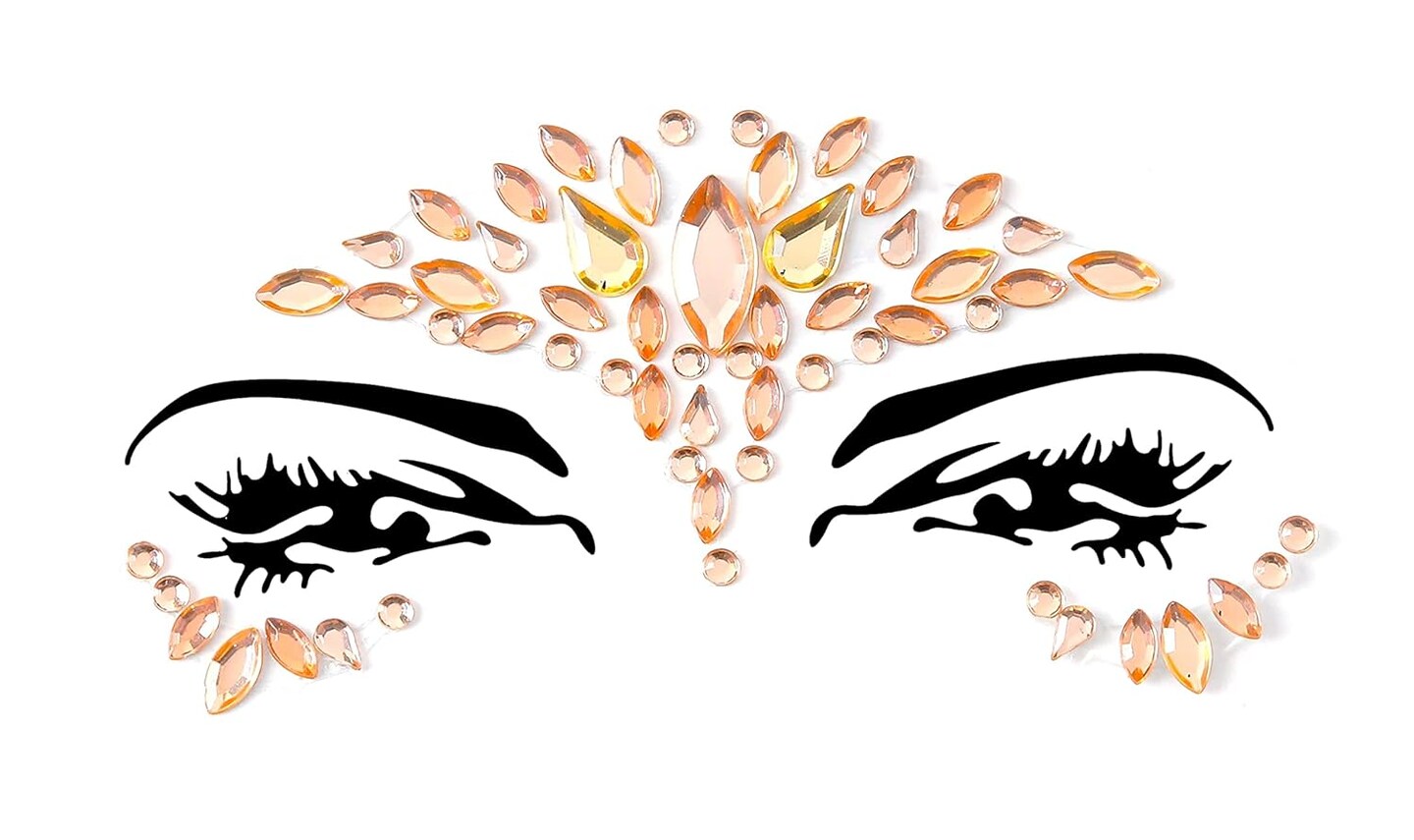 Face Gems – 21-Piece Adhesive Glitter Jewel Tattoo Stickers for Festivals, Raves, Parties, and Body Makeup