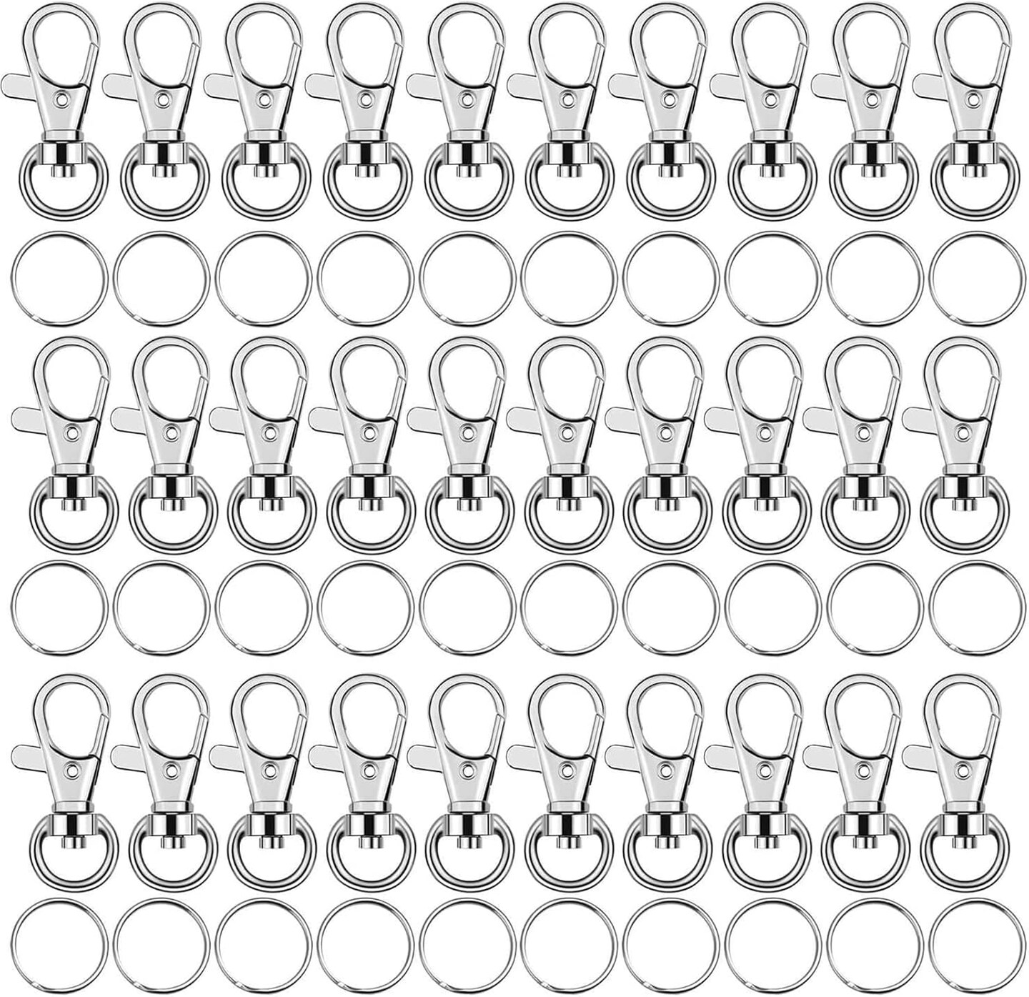 Key Chain Swivel Hooks, Anezus 100pcs Keychain Hardware Metal Swivel Snap Hook Lanyard Clips Hooks with Keychain Rings for Keychain Hardware and Lanyard Charms