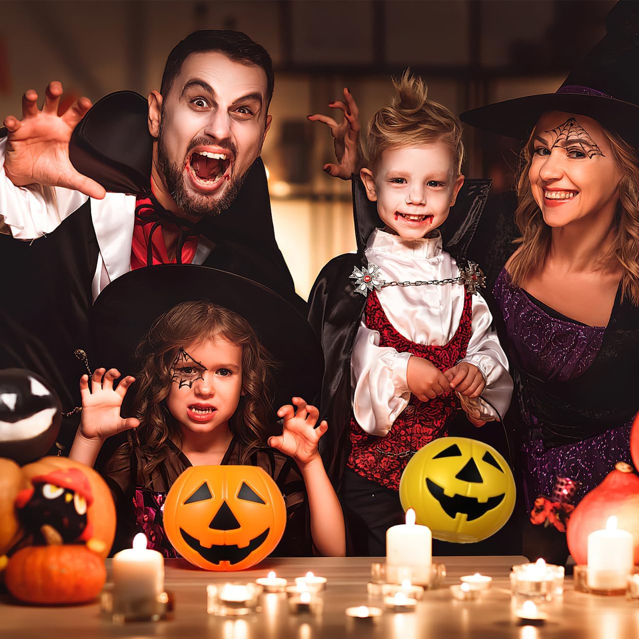 2Pcs Plastic Bucket Halloween Pumpkin Bucket (Orange) 7"L x 7"W x 5.5"H