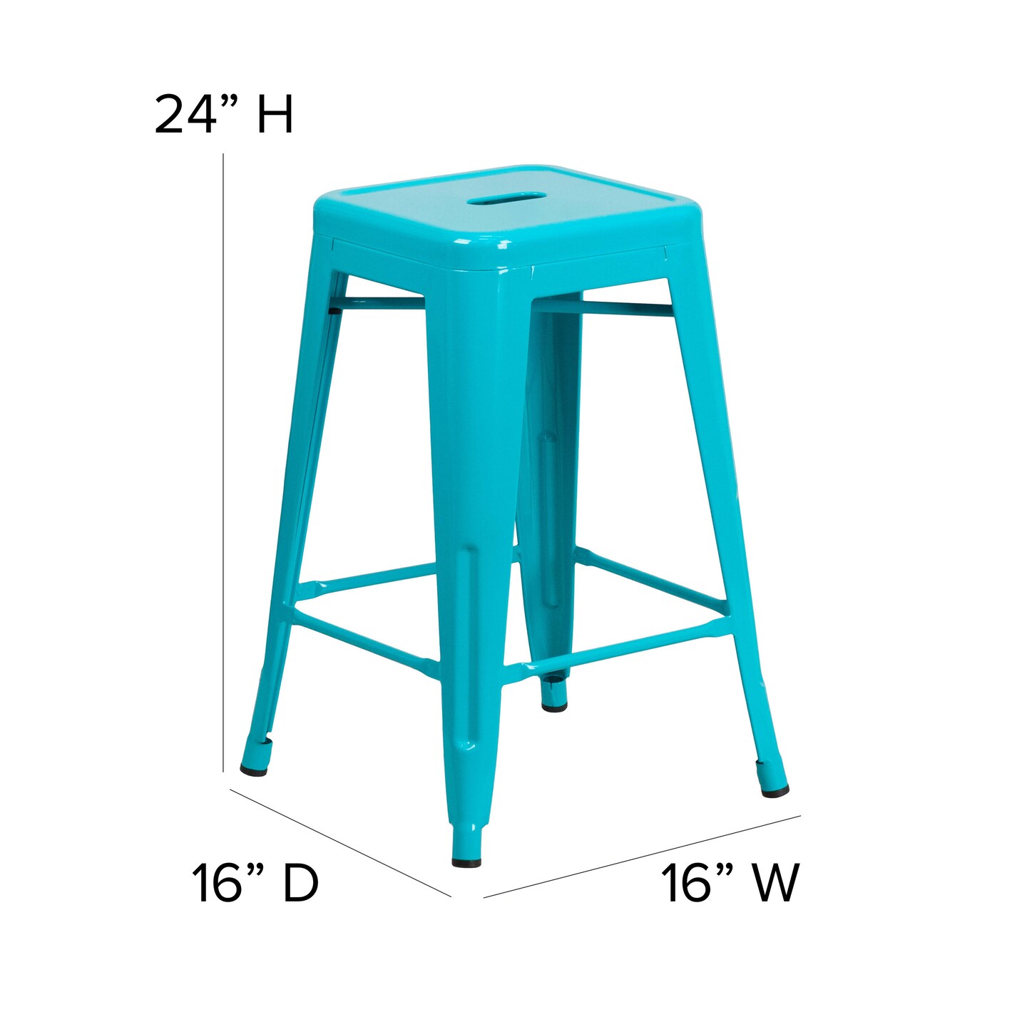 Merrick Lane Newark Series Backless Metal Stool with Square Seat for Indoor-Outdoor Use