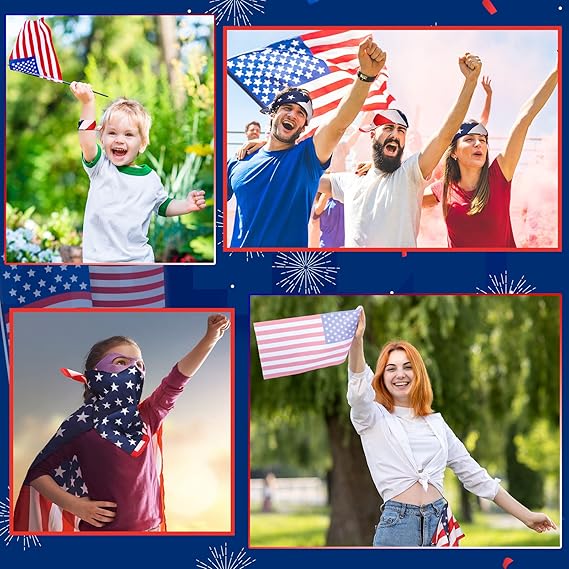 100 Pieces Independence Day American Flag Bandanas USA Bandana 4th of July Accessories for Men Women Pet Patriotic Parades
