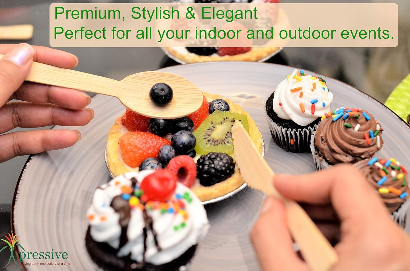 100% Bamboo Heavy Duty Disposable Cutlery [100PK:40 Fork 40 Spoon 20 Knife] Eco Friendly Natural Compostable Biodegradable Utensils | Premium Sustainable Organic alternate to Plastic &#x26; Wooden Flatware