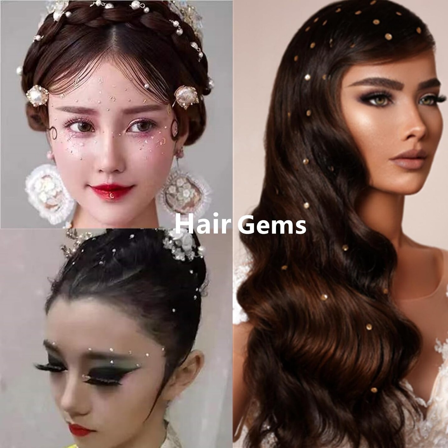 3 Sheets of Self Adhesive Face/Hair Gems Rhinestones,Eye Gems Diamonds Crystals Hair Jewels Stick on,Face Jewels for Singer Concerts,Festival Rave Accessories,White Rhinestone Stickers