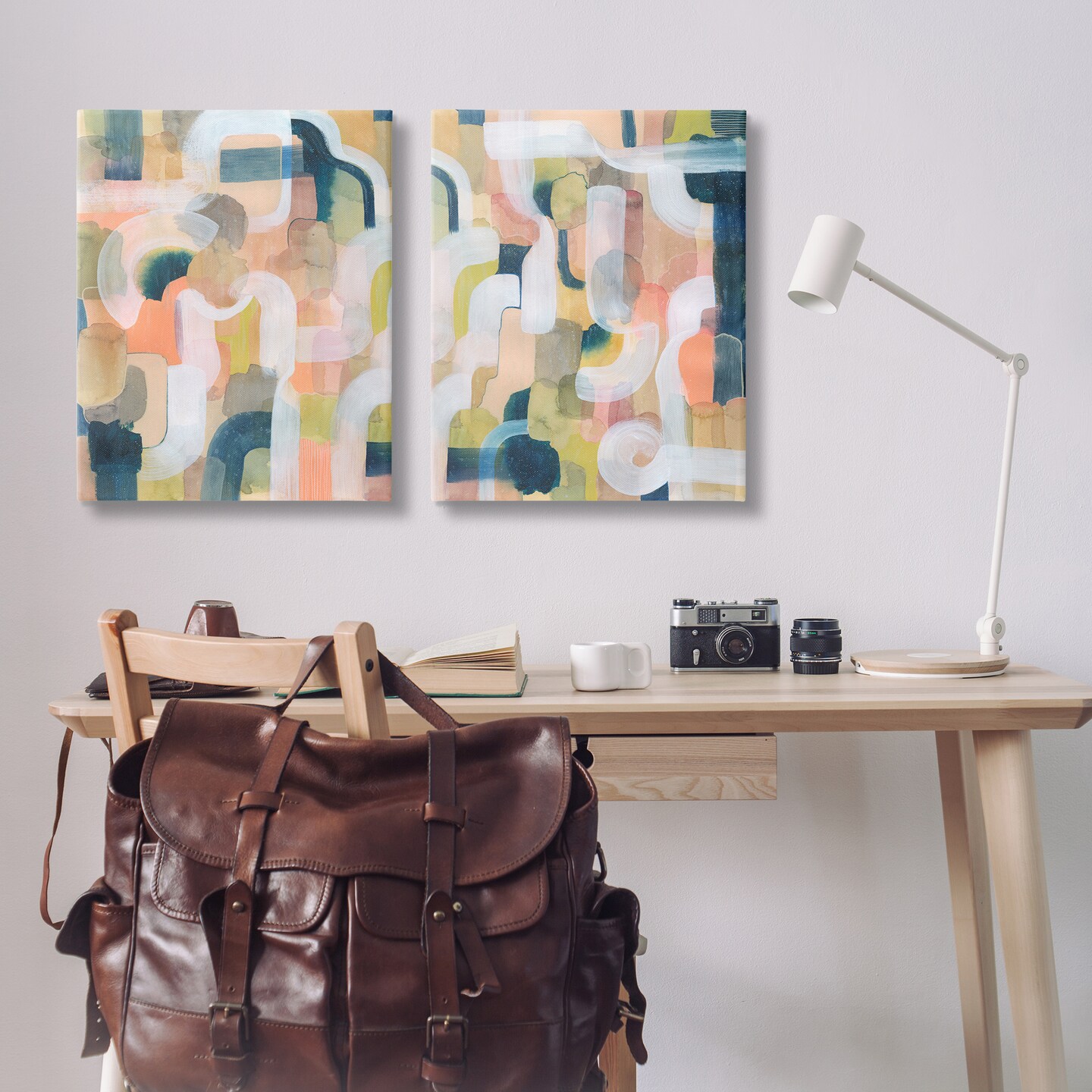 Stupell Industries Curved Retro Abstraction 2pc Canvas Wall Art Set Design by Grace Popp