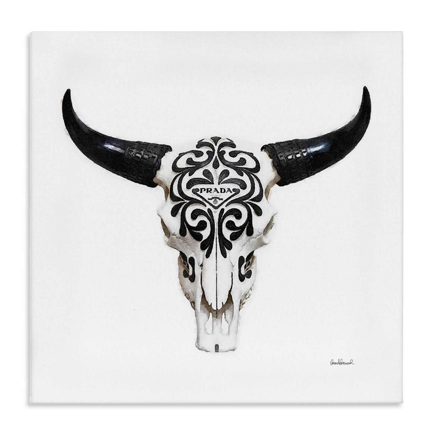 Stupell Industries Fashion Brand Cow Skull Canvas Wall Art Design by Amanda Greenwood