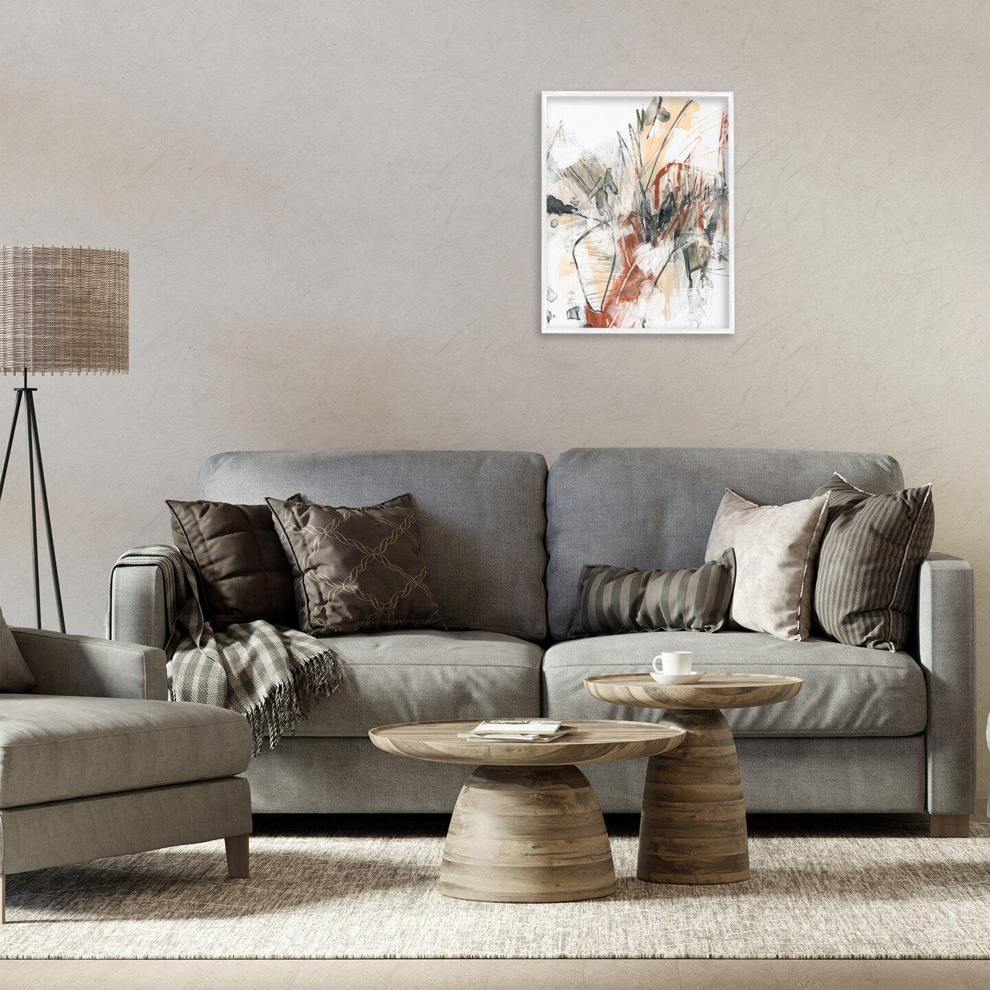 Stupell Industries Terracotta & Grey Abstract Framed Giclee Wall Art Design by June Erica Vess