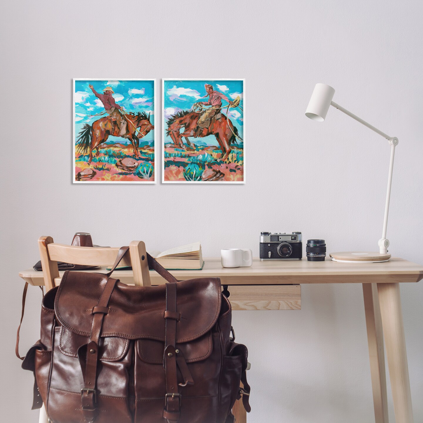 Stupell Industries Rustic Cowboys in Desert 2pc Framed Giclee Wall Art Set Design by Melissa Wang