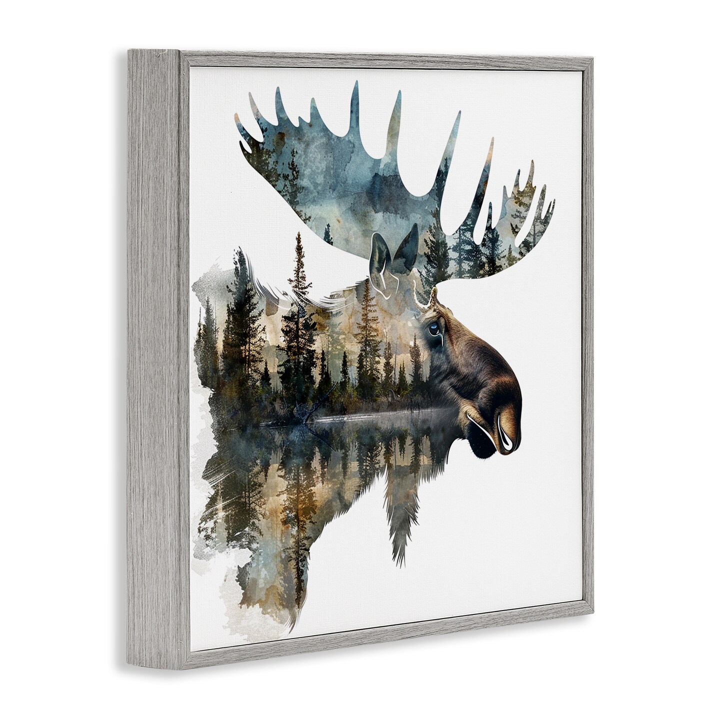 Stupell Industries Moose Head Silhouette Framed Giclee Wall Art Design by LSR Design Studio