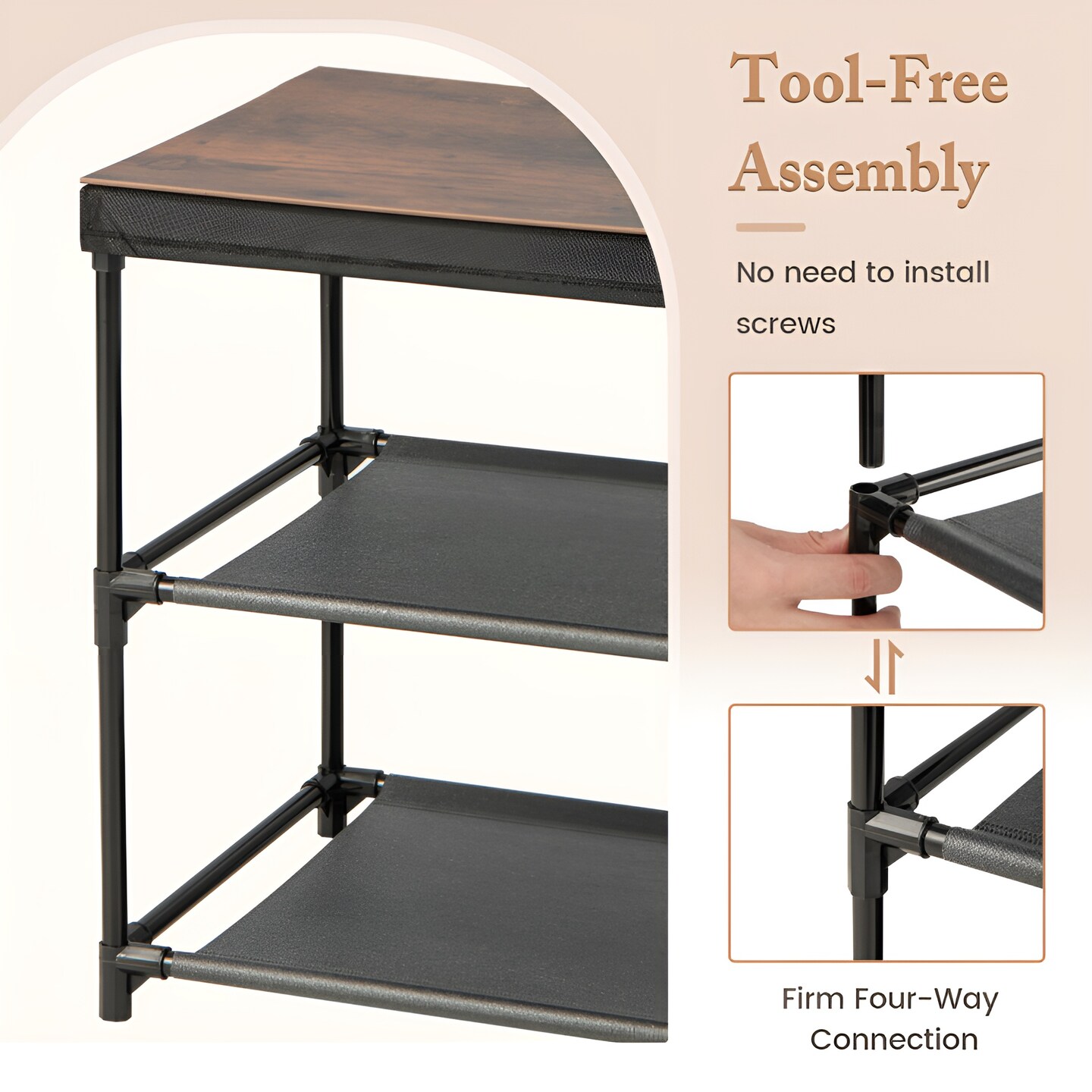 Black 2-Drawer Fabric Dresser Nightstand with Metal Frame and MDF Top 16 Inch - Set of 2