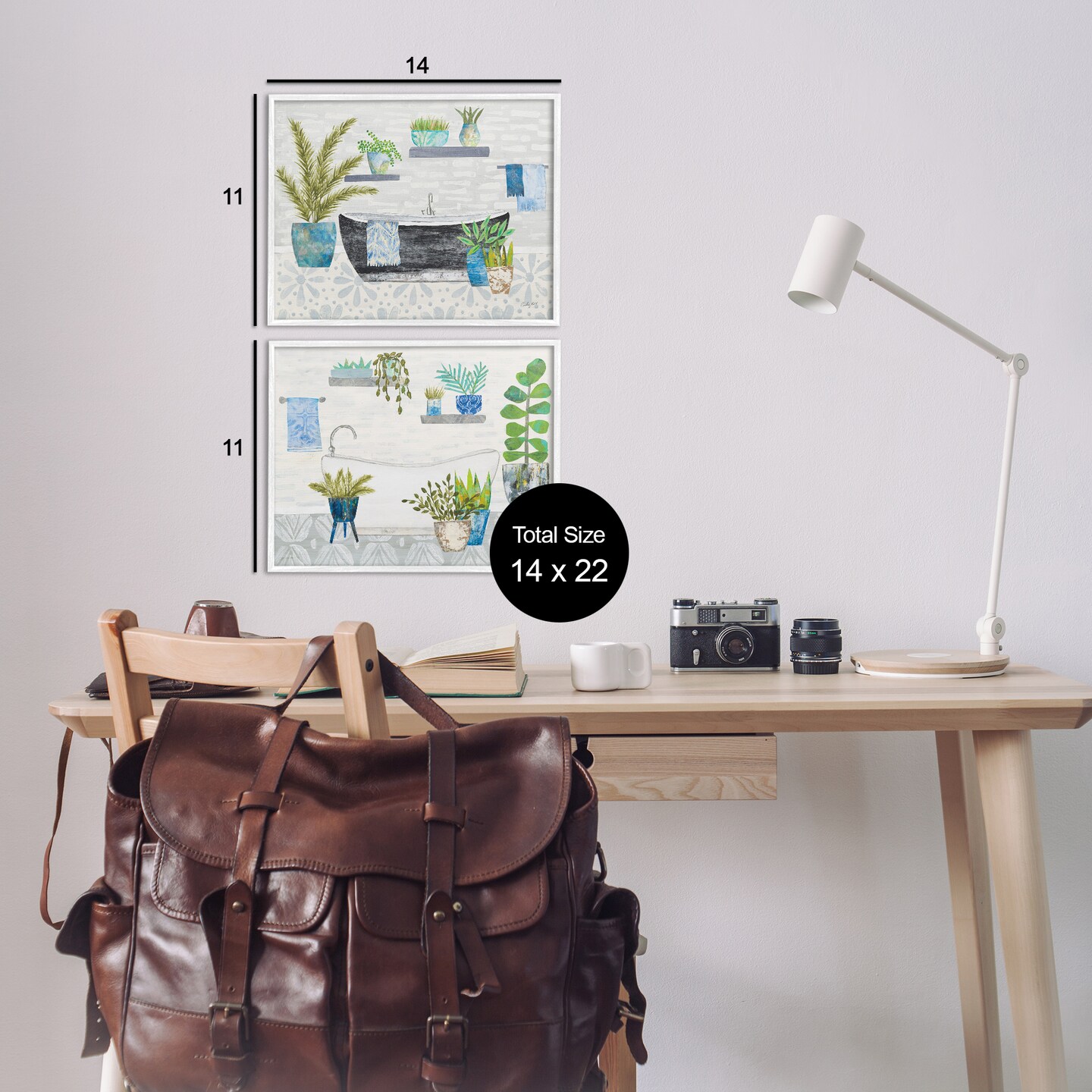 Stupell Industries Charming Botanical Bathroom 2pc Framed Giclee Wall Art Set Design by Courtney Prahl