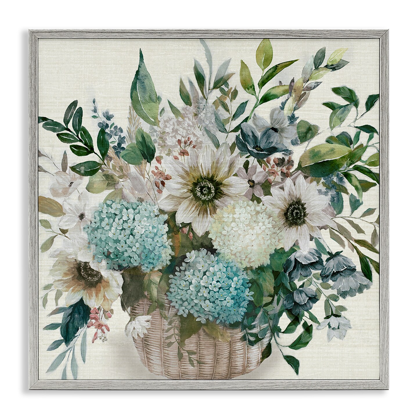 Stupell Industries Country Basket of Flowers Framed Giclee Wall Art Design by Nan