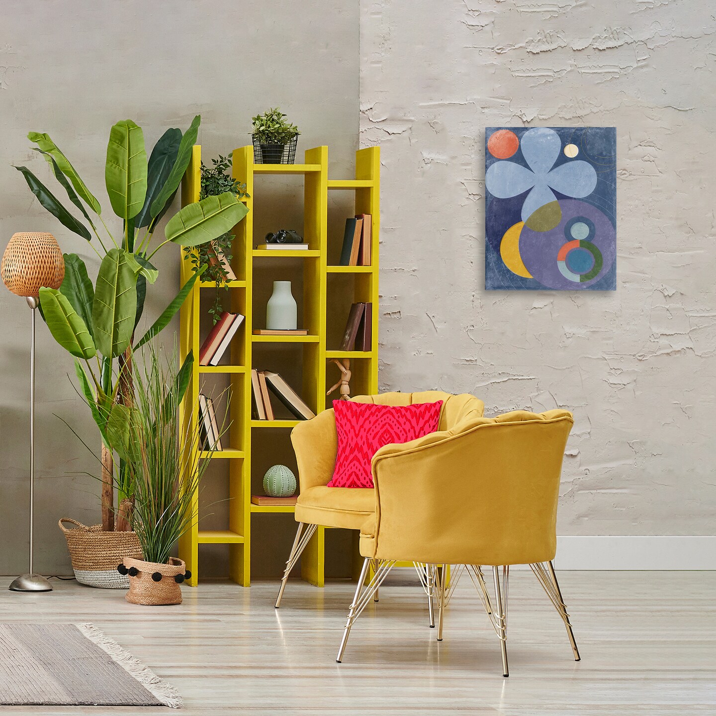 Stupell Industries Blue Retro Curved Shapes Canvas Wall Art Design by Victoria Barnes