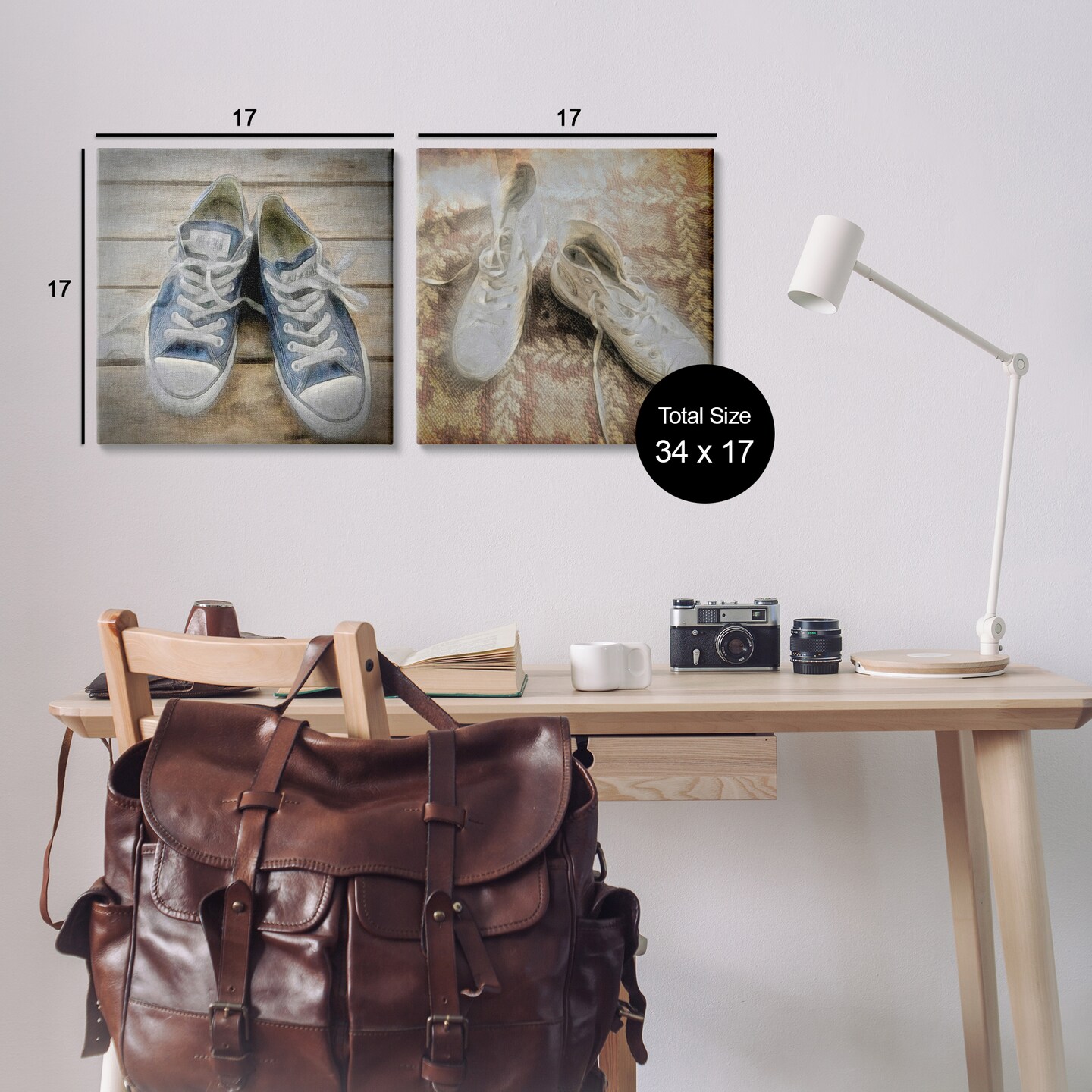 Stupell Industries Vintage Sneakers View 2pc Canvas Wall Art Set Design by Graffi*tee Studios