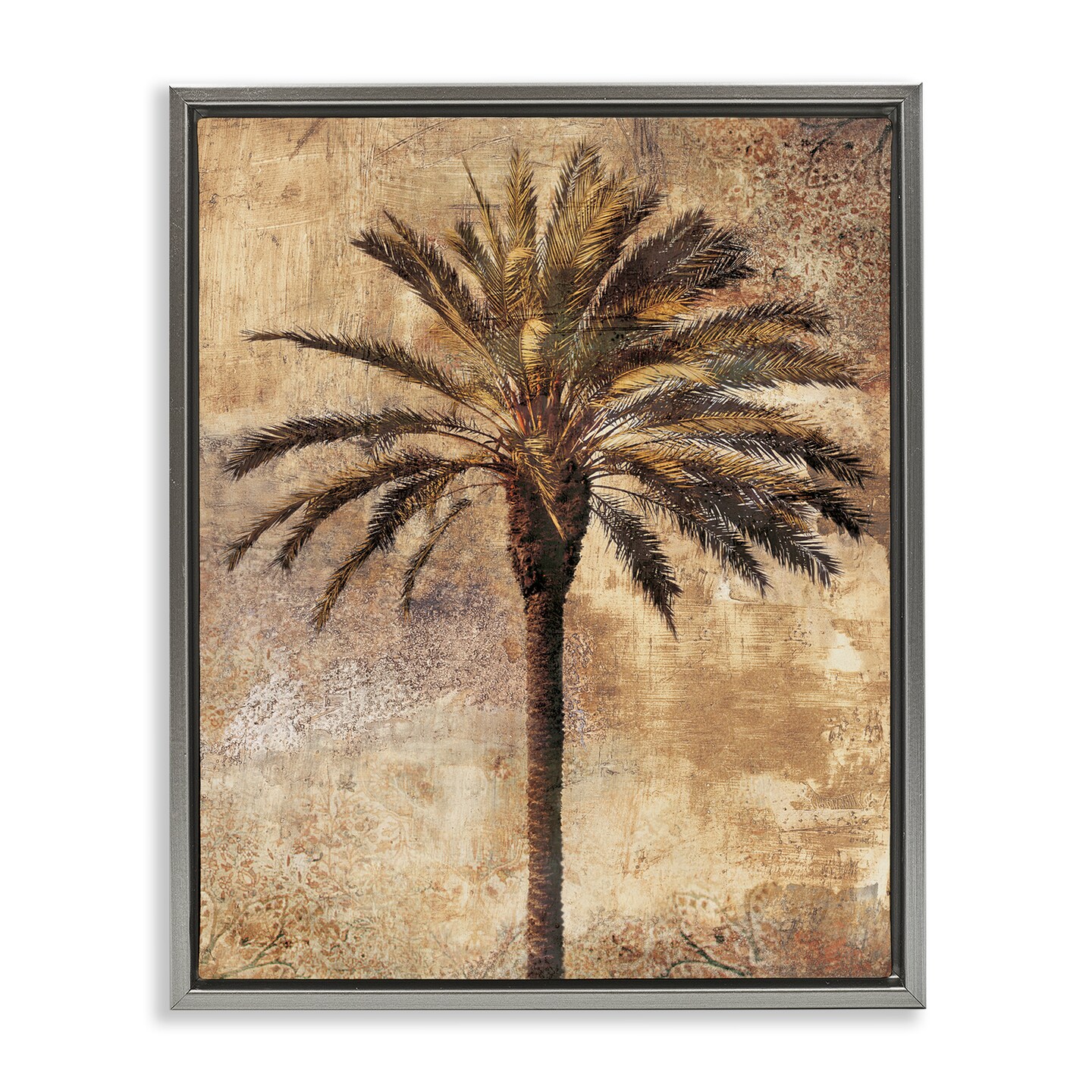 Stupell Industries Distressed Palm Tree Floater Framed Canvas Wall Art Design by Dan Sproul