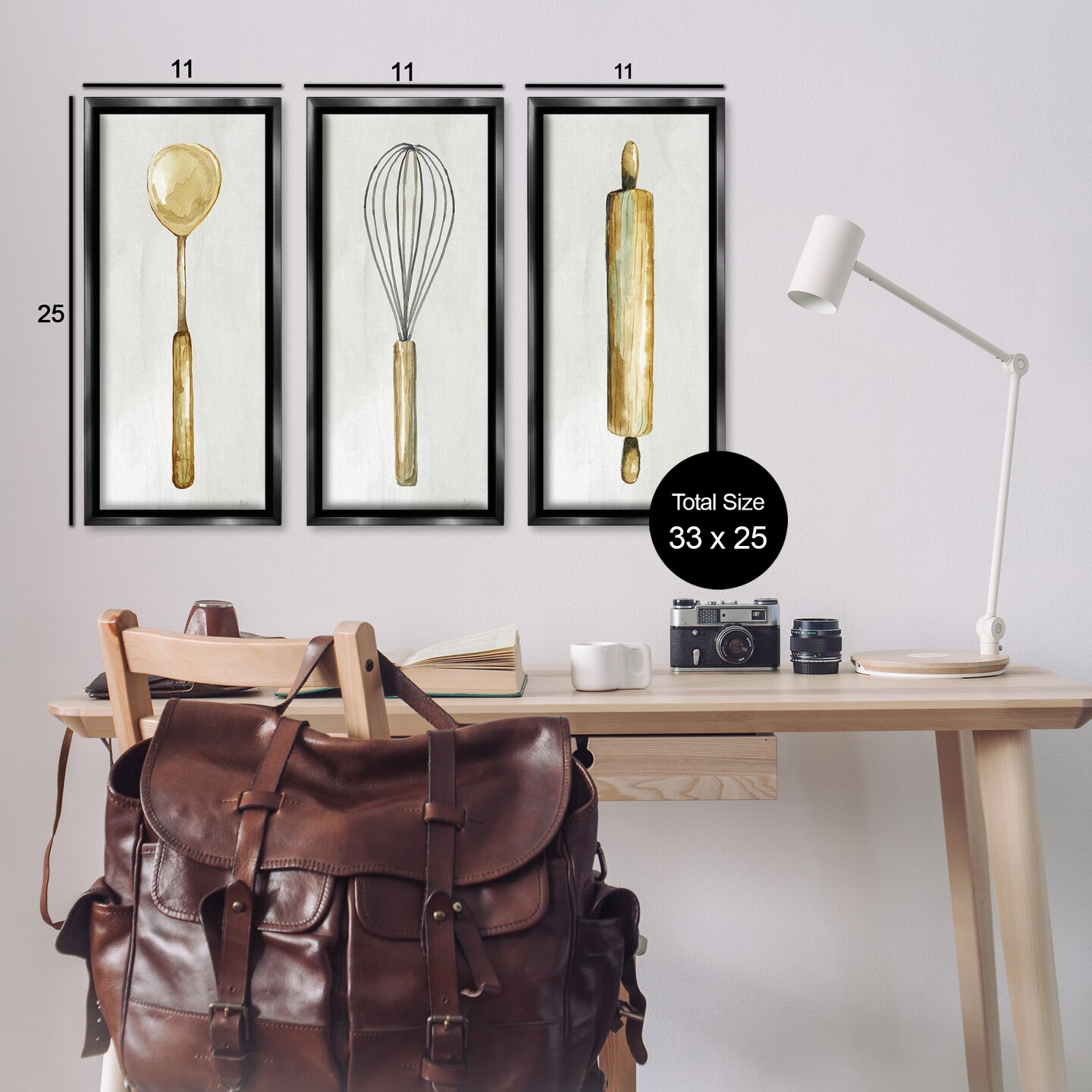 Stupell Industries Traditional Kitchen Utensils 3pc Floater Framed Canvas Wall Art Set Design by Nan