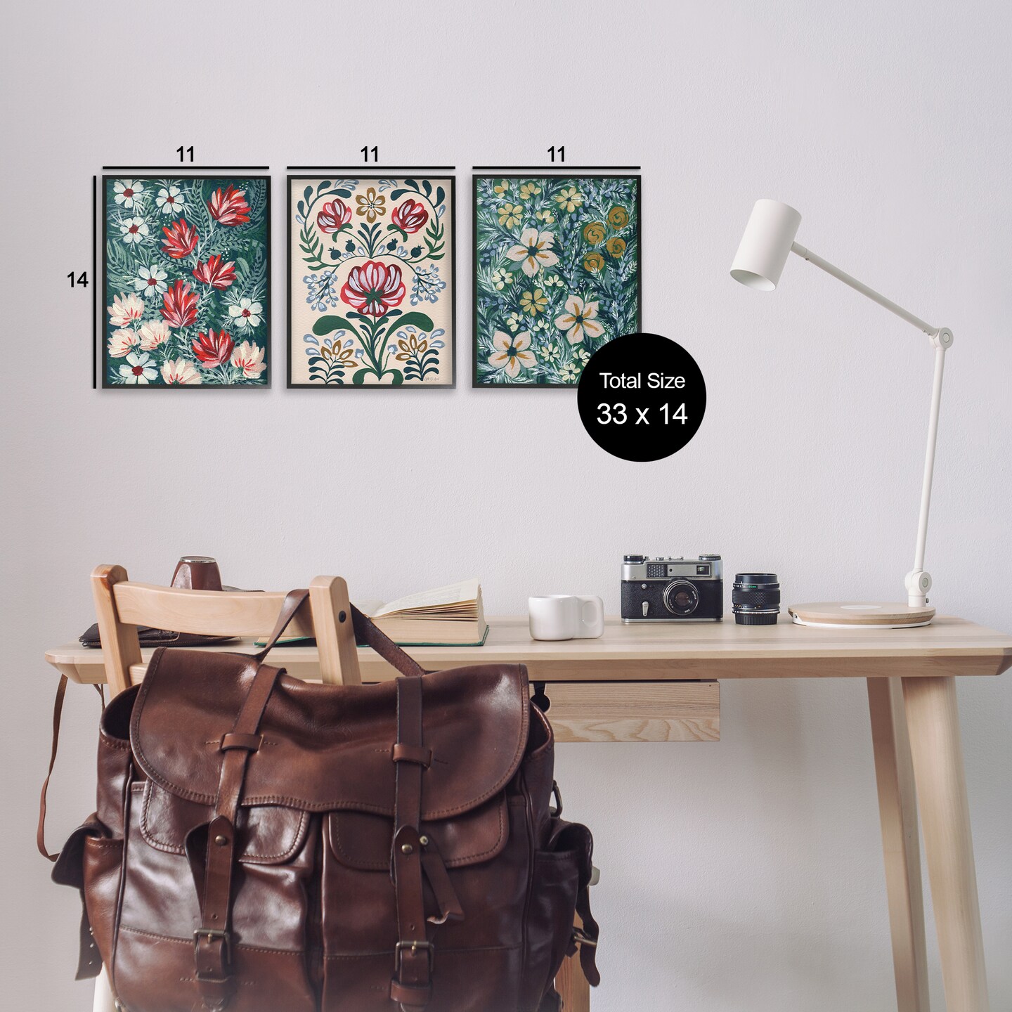 Stupell Industries Boho Folksy Florals 3pc Framed Giclee Wall Art Set Design by Yvette St. Amant