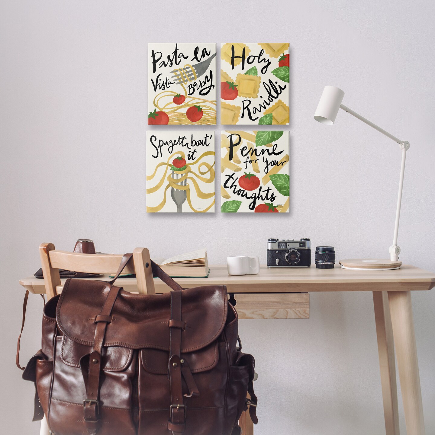 Stupell Industries Funny Pasta Puns 4pc Canvas Wall Art Set Design by Farida Zaman