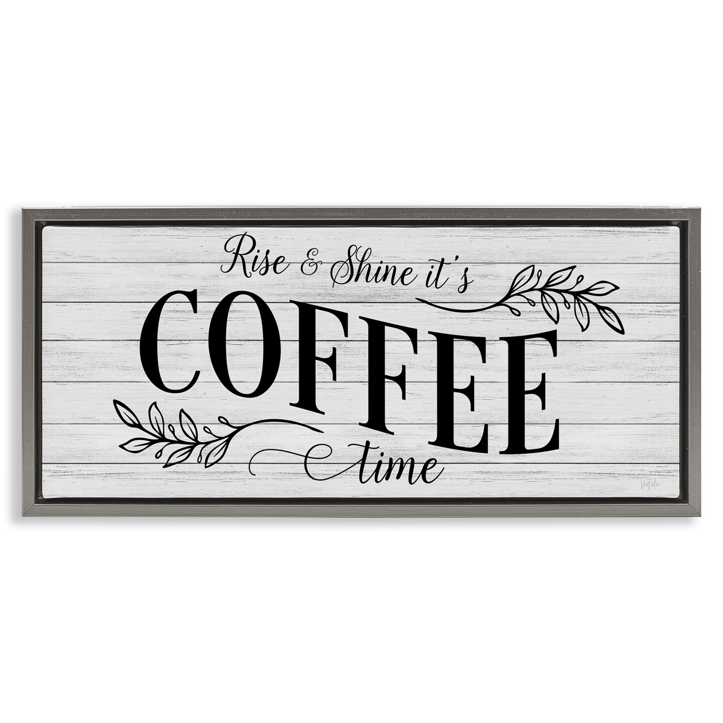 Stupell Industries Rise & Shine Coffee Time Floater Framed Canvas Wall Art Design by Natalie Carpentieri