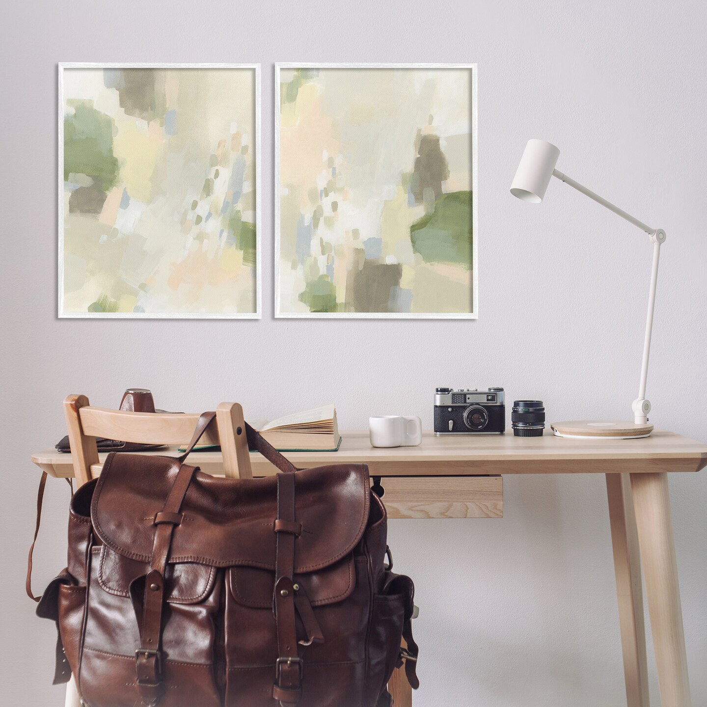 Stupell Industries Beige Abstract with Speckles 2pc Framed Giclee Wall Art Set Design by June Erica Vess