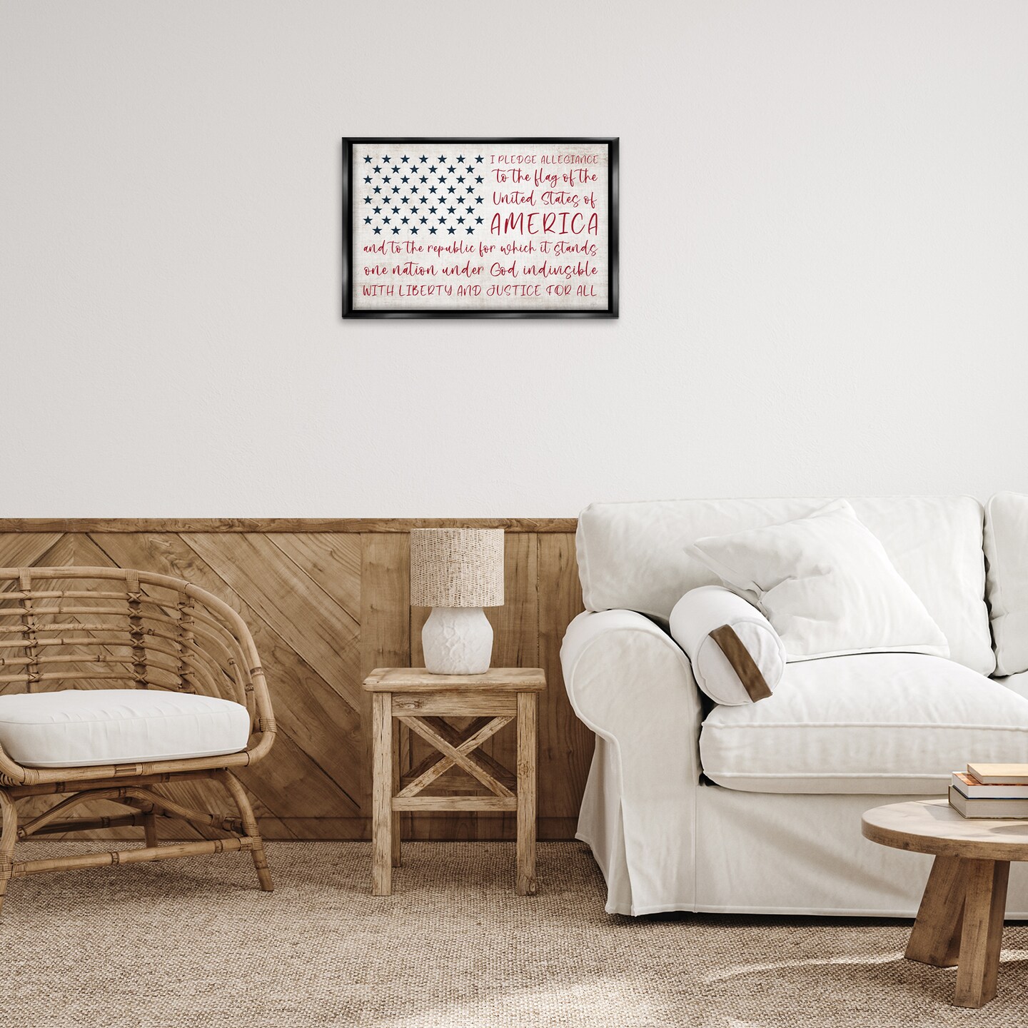 Stupell Industries Patriotic Pledge of Allegiance Floater Framed Canvas Wall Art Design by Natalie Carpentieri
