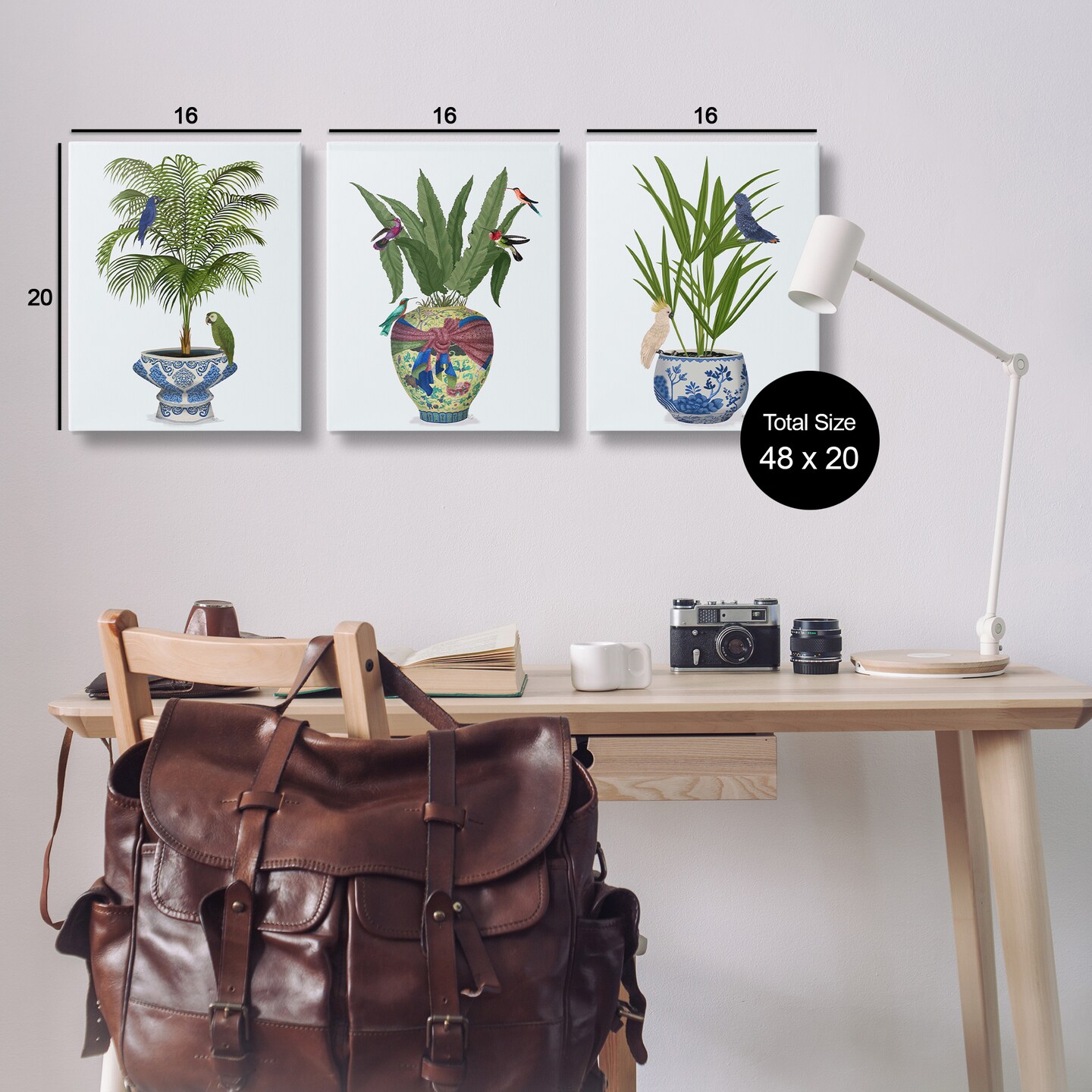 Stupell Industries Traditional House Plant Vases 3pc Canvas Wall Art Set Design by Fab Funky