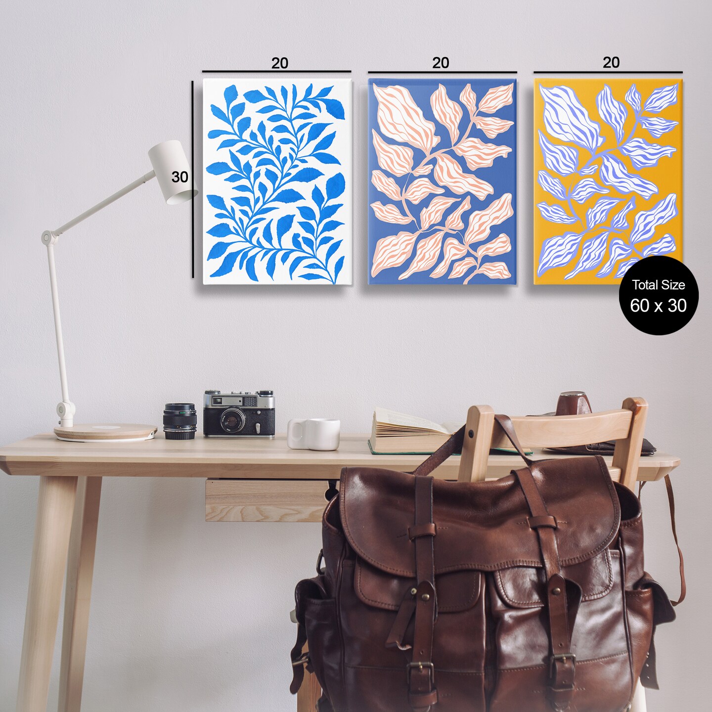 Stupell Industries Boho Leaf Patterns 3pc Canvas Wall Art Set Design by Martina Pavlova