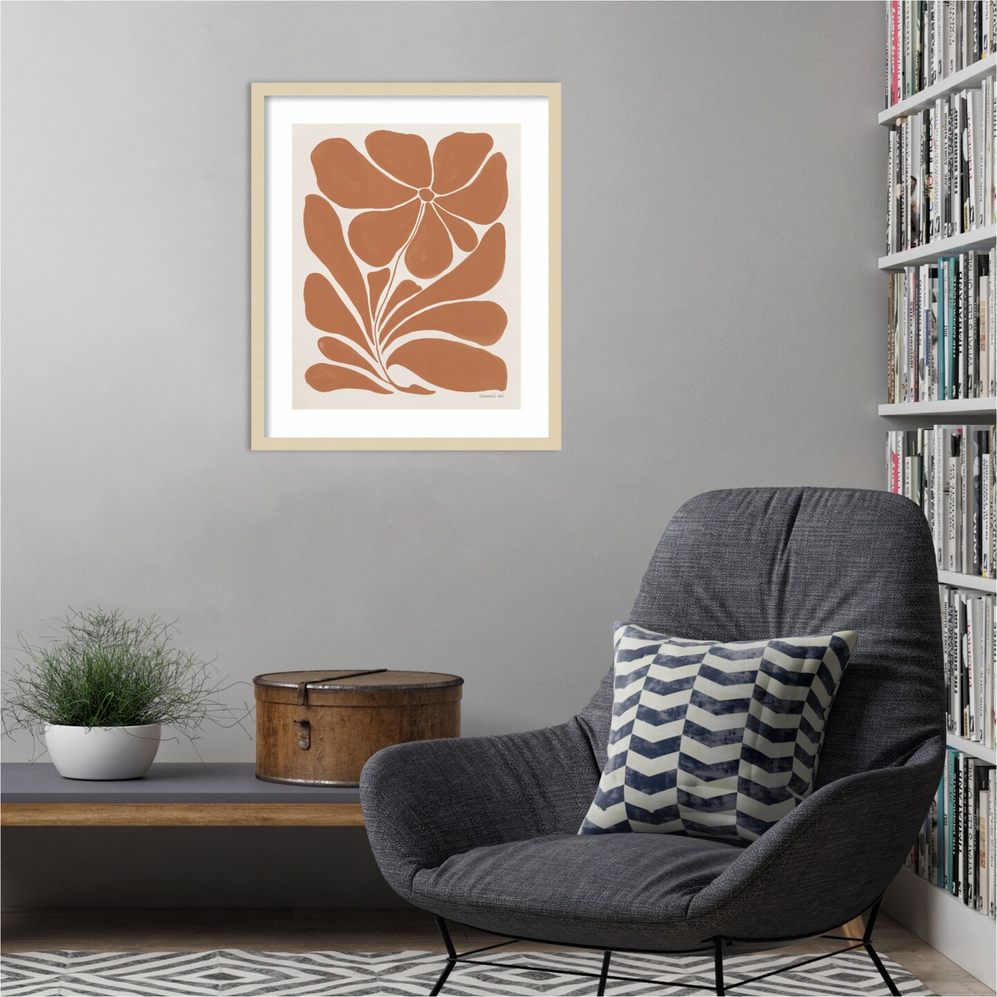 Blooming Joy I Terracotta by Danhui Nai Wood Framed Wall Art Print