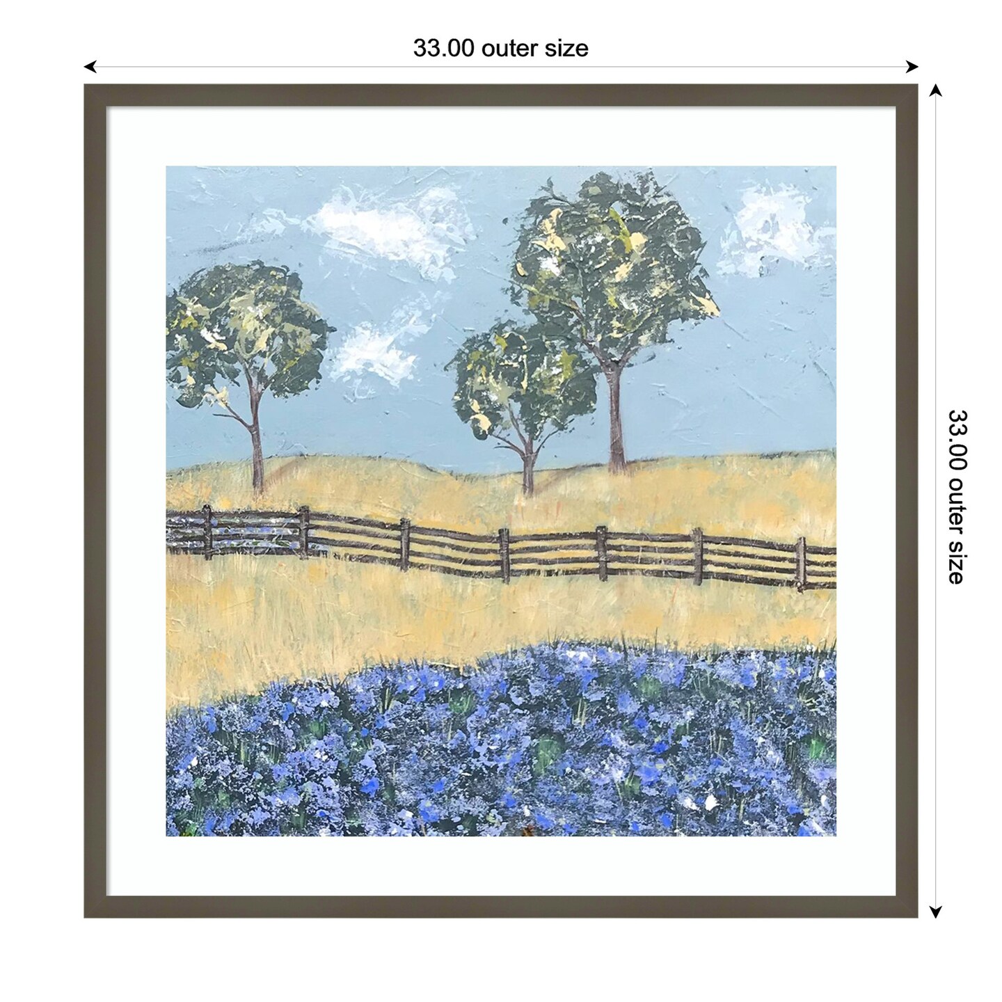 Prairie Fence Line II by Jade Reynolds Wood Framed Wall Art Print