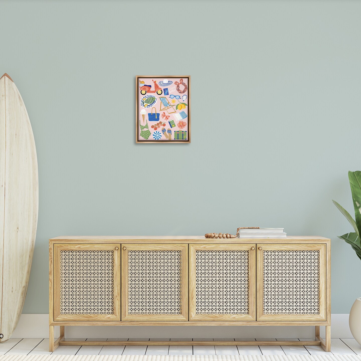 Stupell Industries Mediterranean Coast Necessities Floater Framed Canvas Wall Art Design by Arrolynn Weiderhold