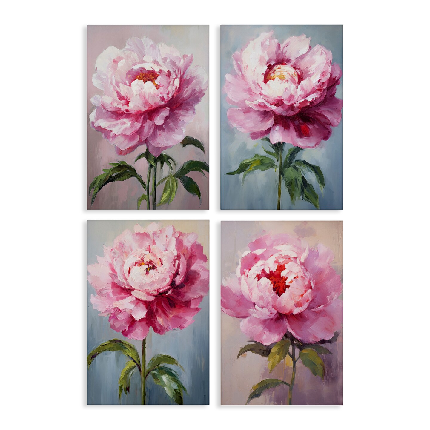 Stupell Industries Flushed Pink Florals 4pc Canvas Wall Art Set Design by Petal Prints Design